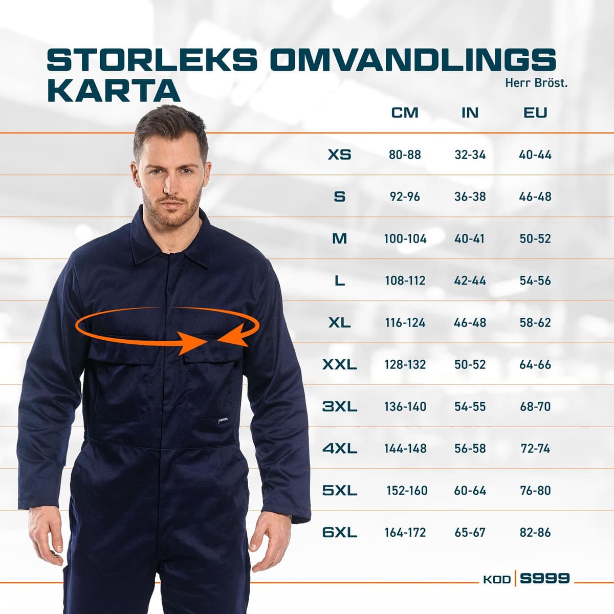 Portwest S999 Men's Work Coveralls - Protective Polycotton Work Overalls Durable Workwear Boiler Suit for Mechanics Warehouse Garages DIY Navy, Large — view 4