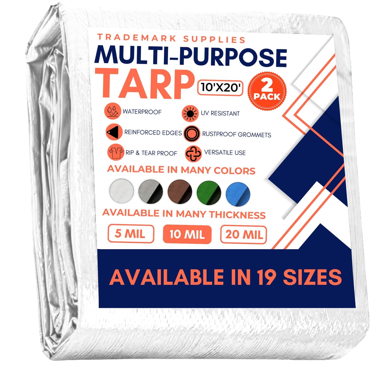 Large Waterproof Tarp- Heavy Duty Thick Poly Tarpaulin Ideal for Canopy Tents, Boats, RV or Pool Covers- Multipurpose Protective Tarps with Grommets for Indoor and Outdoor Use — view 97