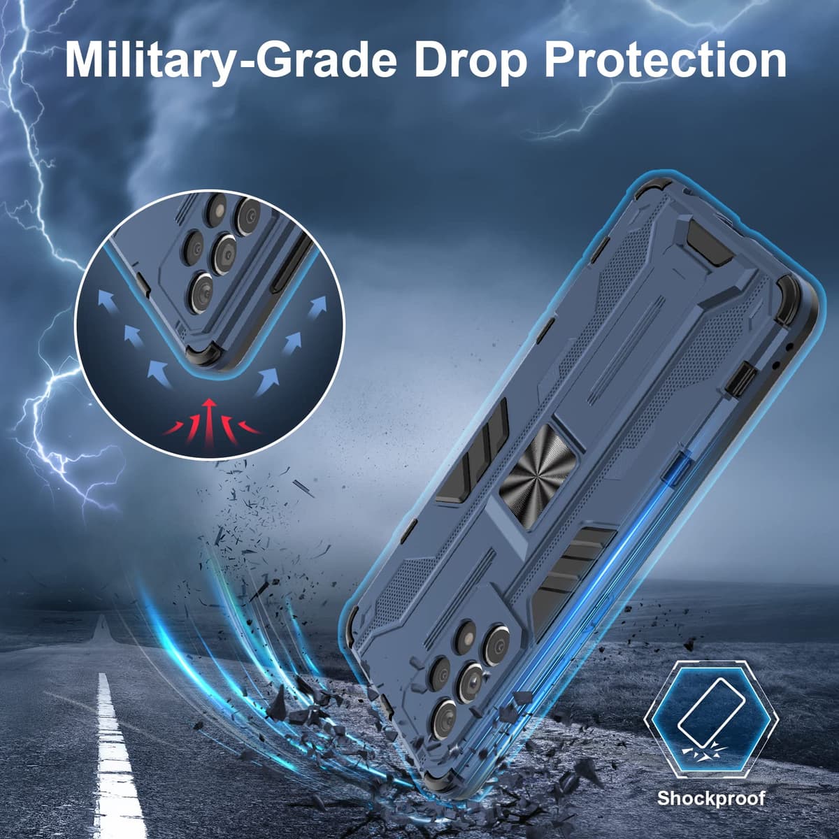 Funda para CMF Phone 2 Pro, Carcasa Antigolpes con Soporte anular metálico, Case Protectora de Grado Militar, Negro — view 957
