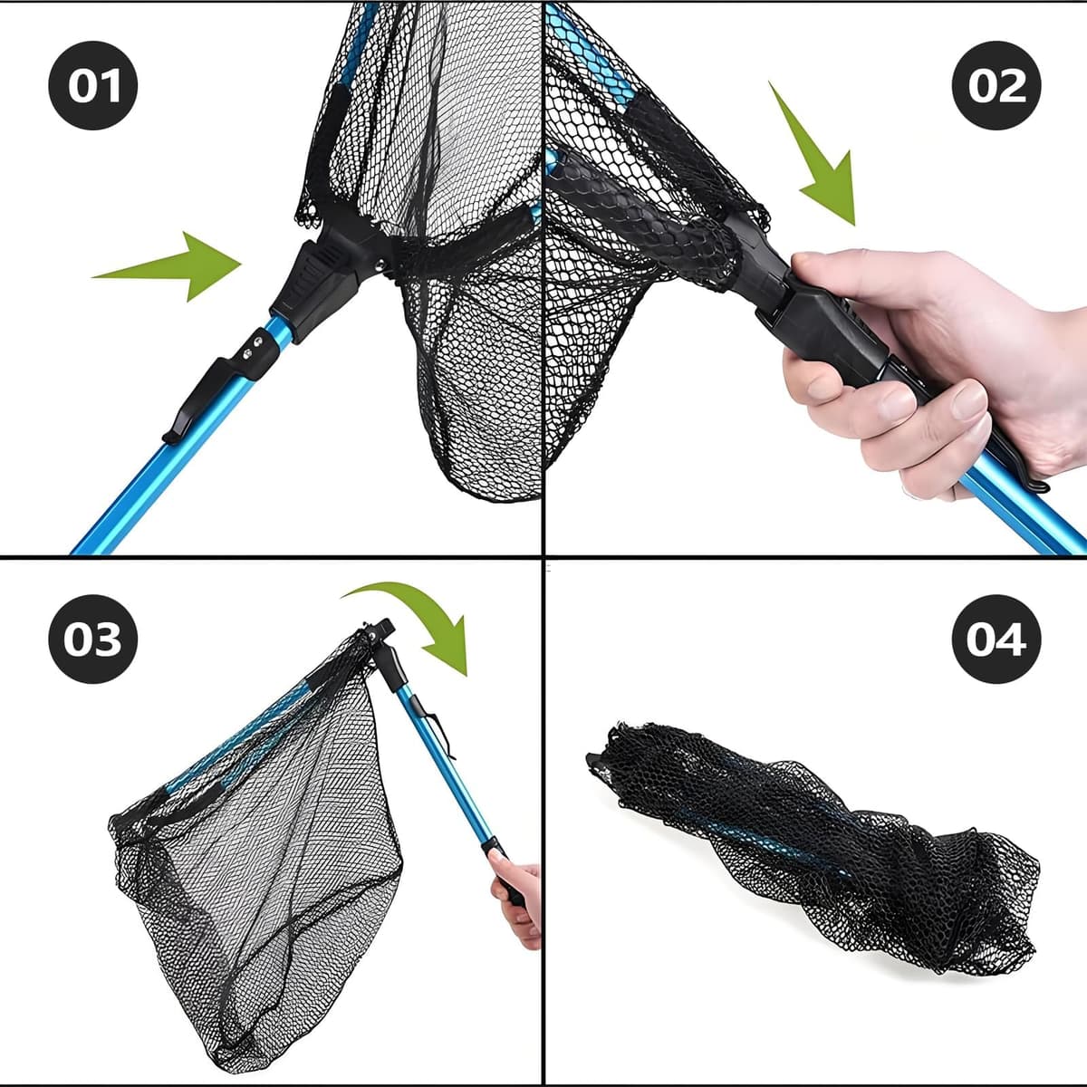 Jiavlyx Red de Pesca Plegable, 90cm Red de Pesca Telescópica, para estanques, Arroyos, Lagos y Desde embarcación — view 3