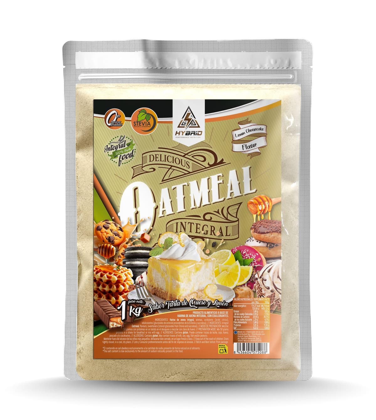 Harina de Avena Integral 100% – Hybrid Sport Nutrition - Fuente de Fibra y Energía 1 kg - Sin Azúcares Añadidos (1 Kg, Galleta María) — view 2