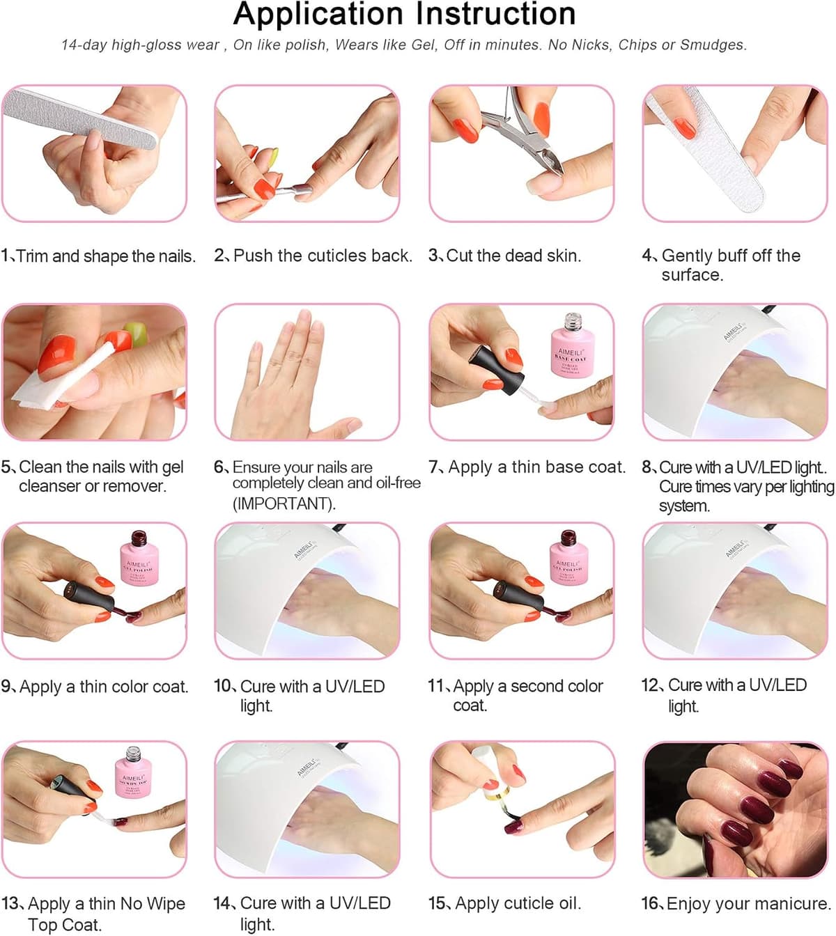 AIMEILI Esmaltes Semipermanentes de Uñas en Gel UV LED Gel de uñas Soak Off Transparente - Rose Nude (022) 10ml — view 9