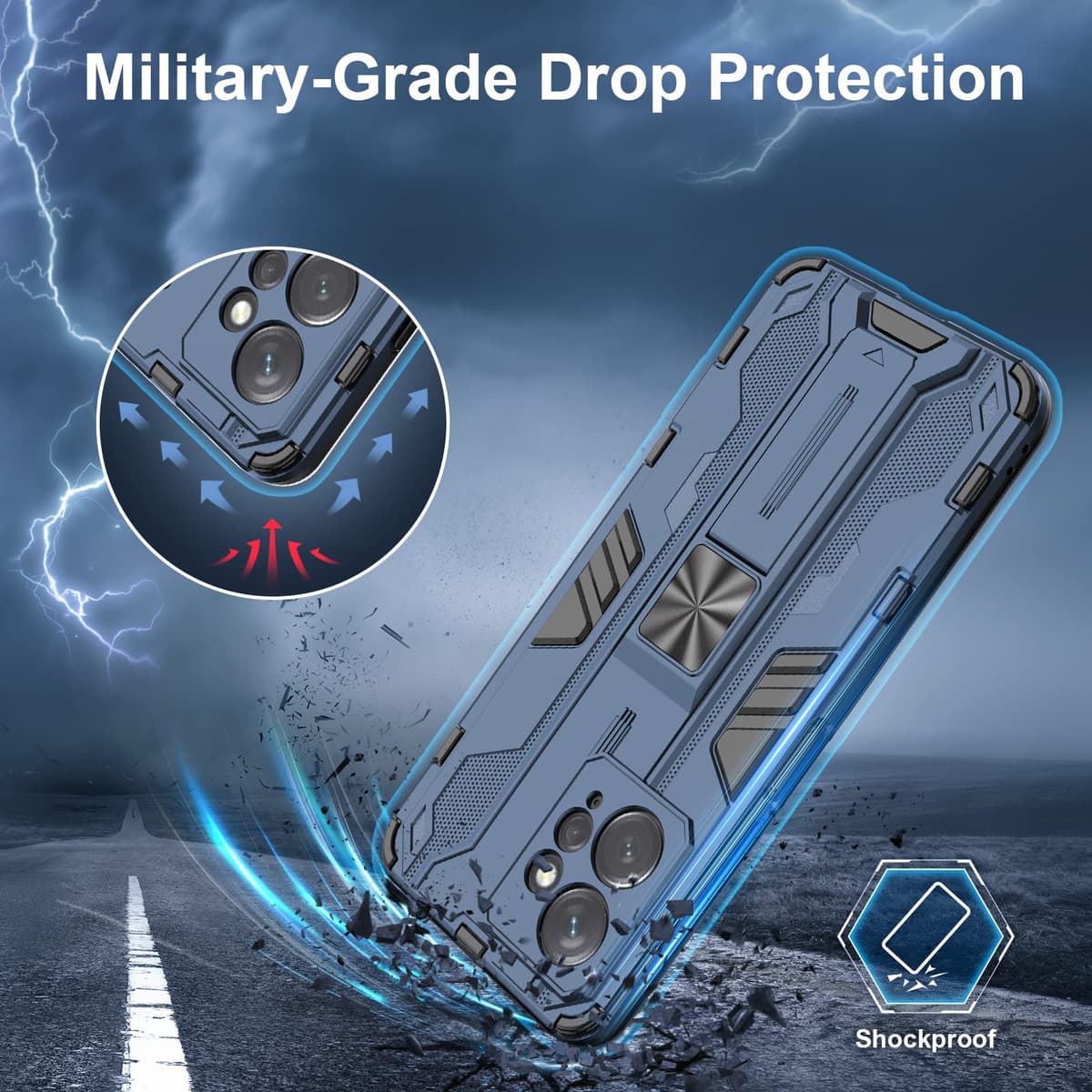 Funda para CMF Phone 2 Pro, Carcasa Antigolpes con Soporte anular metálico, Case Protectora de Grado Militar, Negro — view 1284