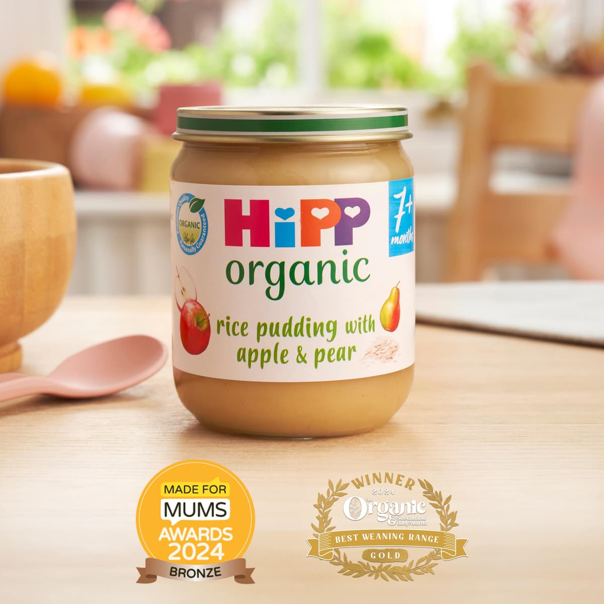 HiPP Organic Rice Pudding with Apple & Pear Baby Food Jar 7+ Months 160g (Pack of 6) — view 2