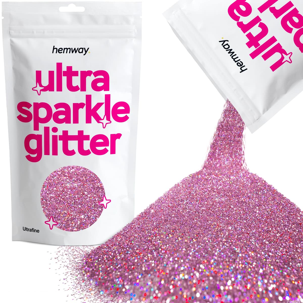 Hemway Ultra Sparkle Glitter Baby Pink Iridescent 100g Fine | Glitter for Arts & Craft, Makeup, Nail Art, Crafting, Card Making, Sparkle Decoration — view 129