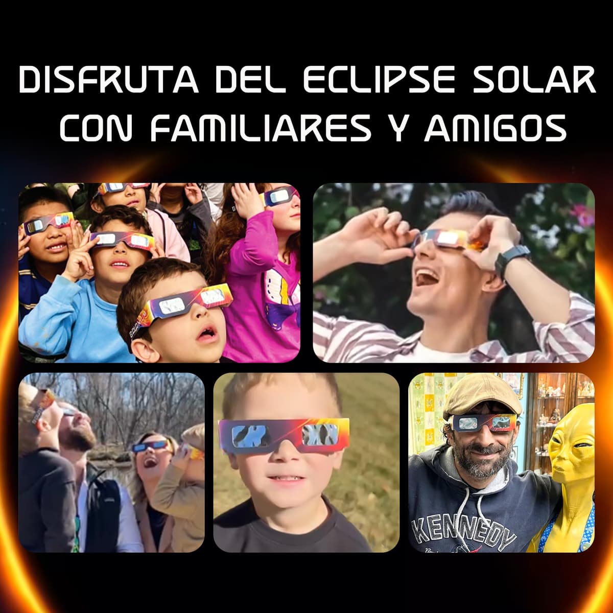 Galaxium 6 & 12 Gafas Eclipse Solar Homologadas ISO 12312-2 - Aprobadas AAS 2026 - Certificadas CE - Seguras para Observación Directa - Gafas para Ver Eclipse Solar — view 4