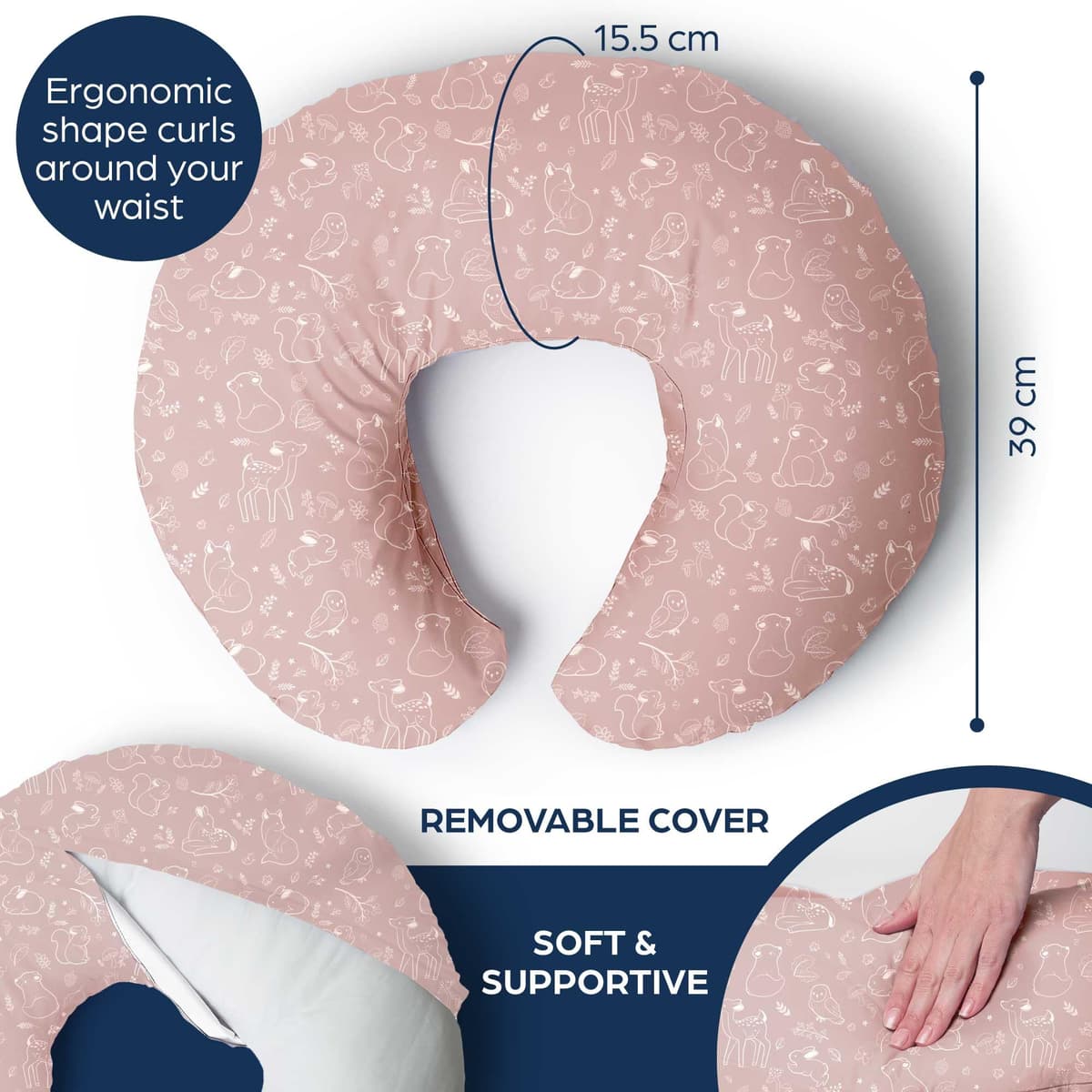 Niimo Nursing Pillow - Oeko-TEX® Standard 100, Ergonomic Baby Support Pillow, Machine-Washable Baby Feeding Pillow, Multifunctional Feeding Pillows for Breastfeeding & Bottle-feeding, 100% Cotton — view 5