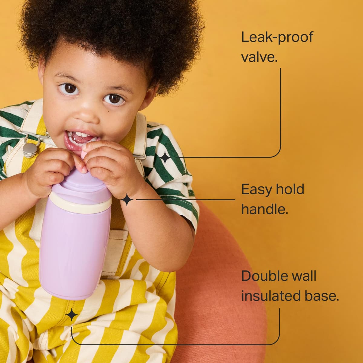 Tommee Tippee Insulated Active Spout Cup, 266ml, Non-Spill Water Bottle for Toddlers 12 Months+, Insulated to Help Keep Their Drinks Cool, Pink and Purple, 2 Pack — view 3