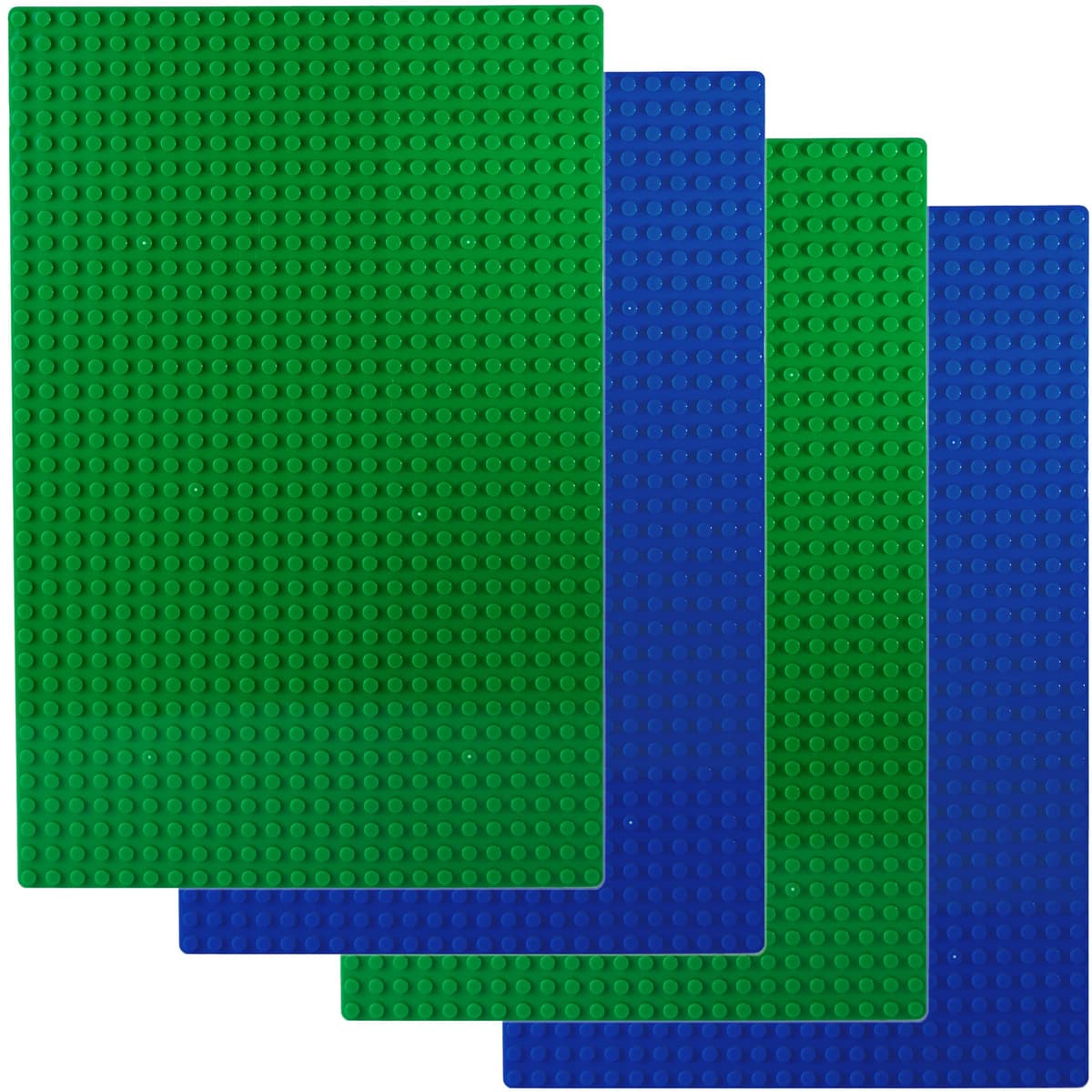 Apostrophe Games Placas Base de Bloques de Construcción Compatibles con Las Principales Marcas Placas Base Verdes de 19,2 cm x 28,8 cm (2X Verde y 2X Azul)
