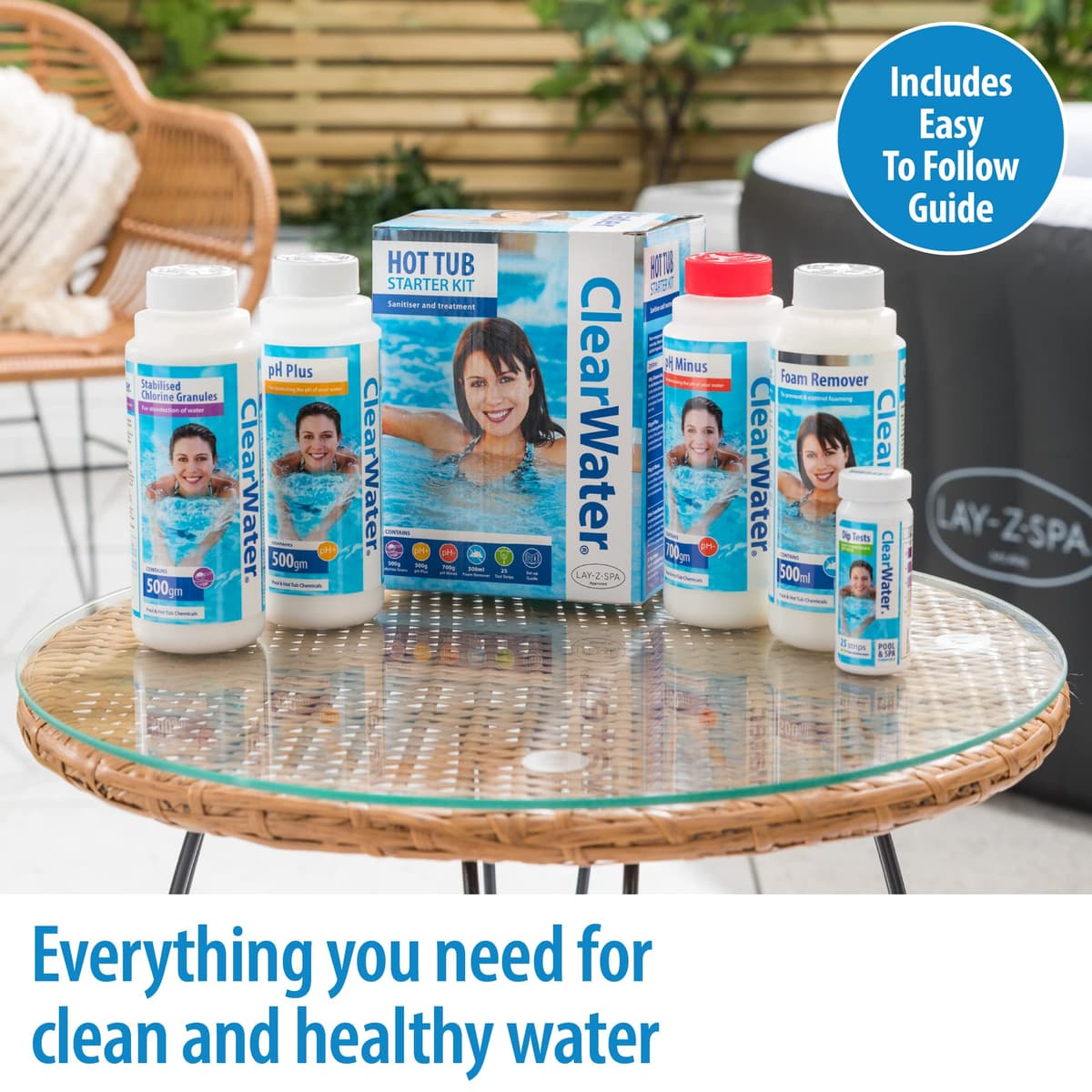 Clearwater Hot Tub Chemical Starter Kit, Includes Chlorine Granules and Dip Test Strips — view 2