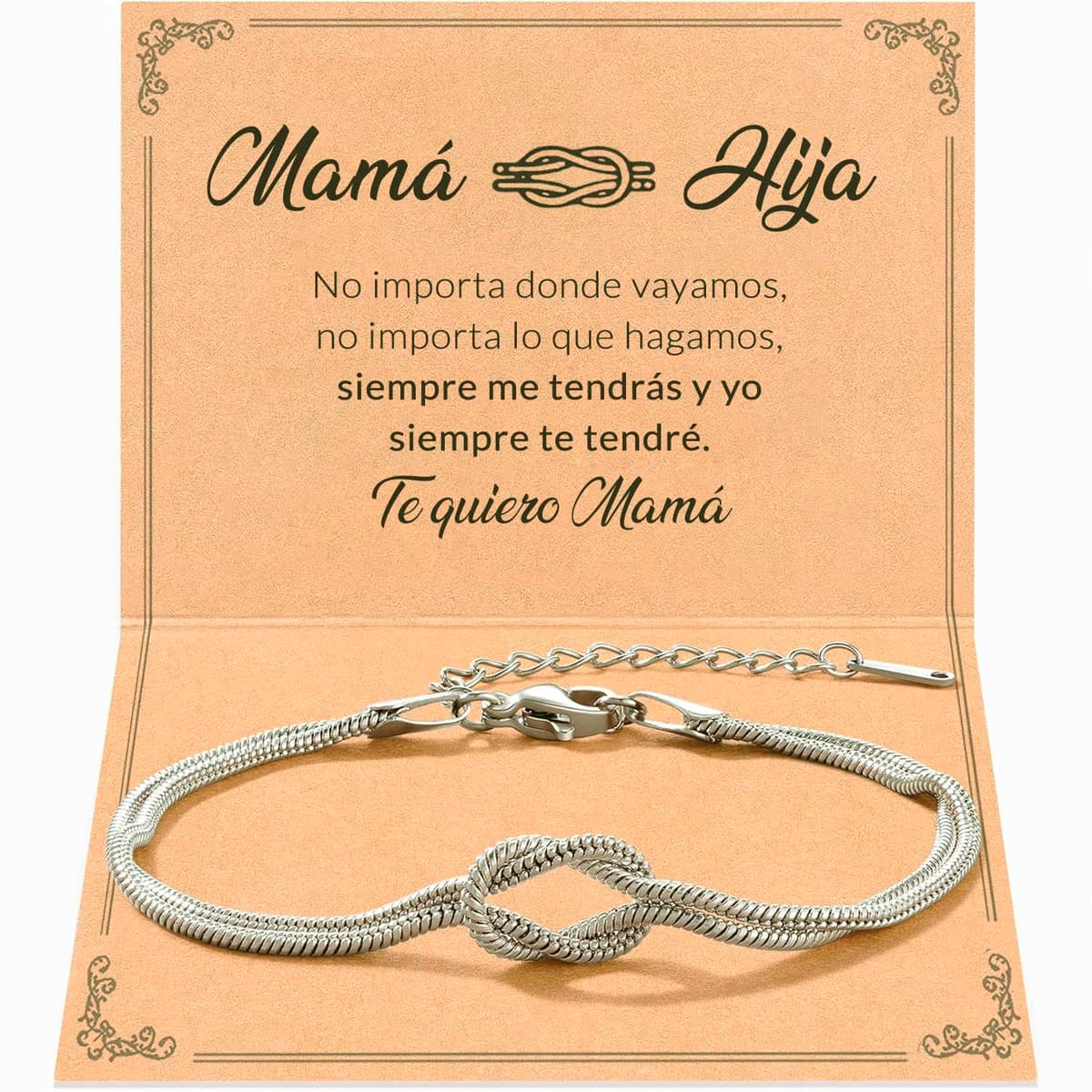 Pulsera Mamá de Acero Inoxidable con Tarjeta Dedicatoria para Dia de la Madre, Caja Lista para Entregar, Ideas de Regalos Para Madres, Elegante, Emotivo