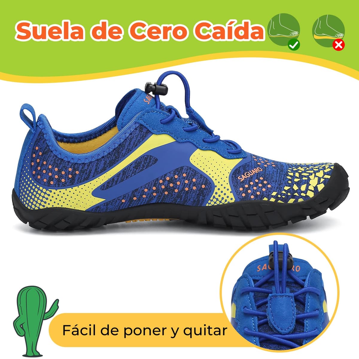 SAGUARO Barefoot Zapatillas Minimalista Comodas Zapatillas de Trail Running per Niños Niñas, Gr.24-36 — view 4