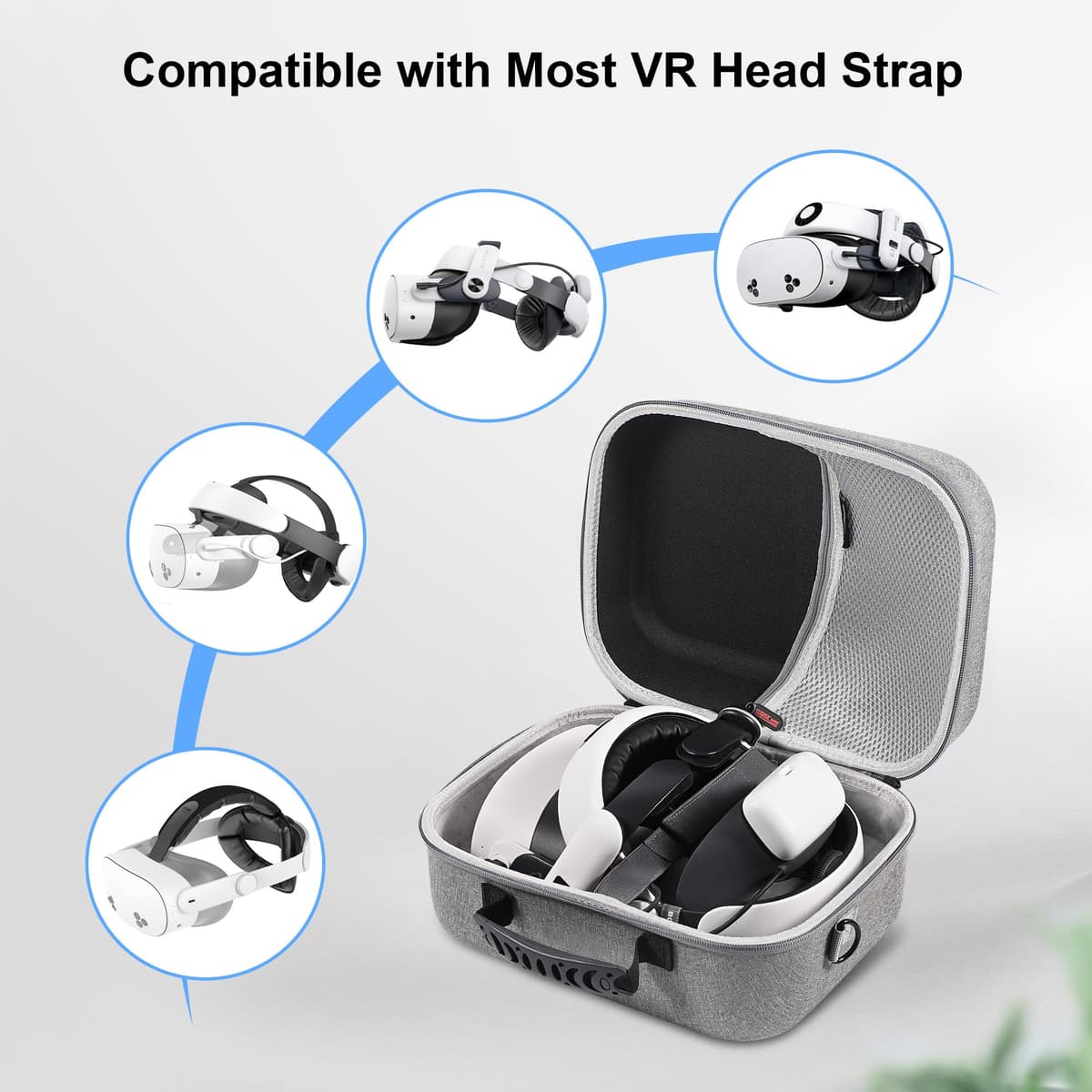 DEVASO Large Carrying Case for Meta Quest 3S/Quest 3, Hard Travel Case for BOBOVR S3 Pro/Kiwi Design Battery Head Strap, Controllers and Other Accessories, Carry Case for Oculus Quest 3S/3, Gray — view 5