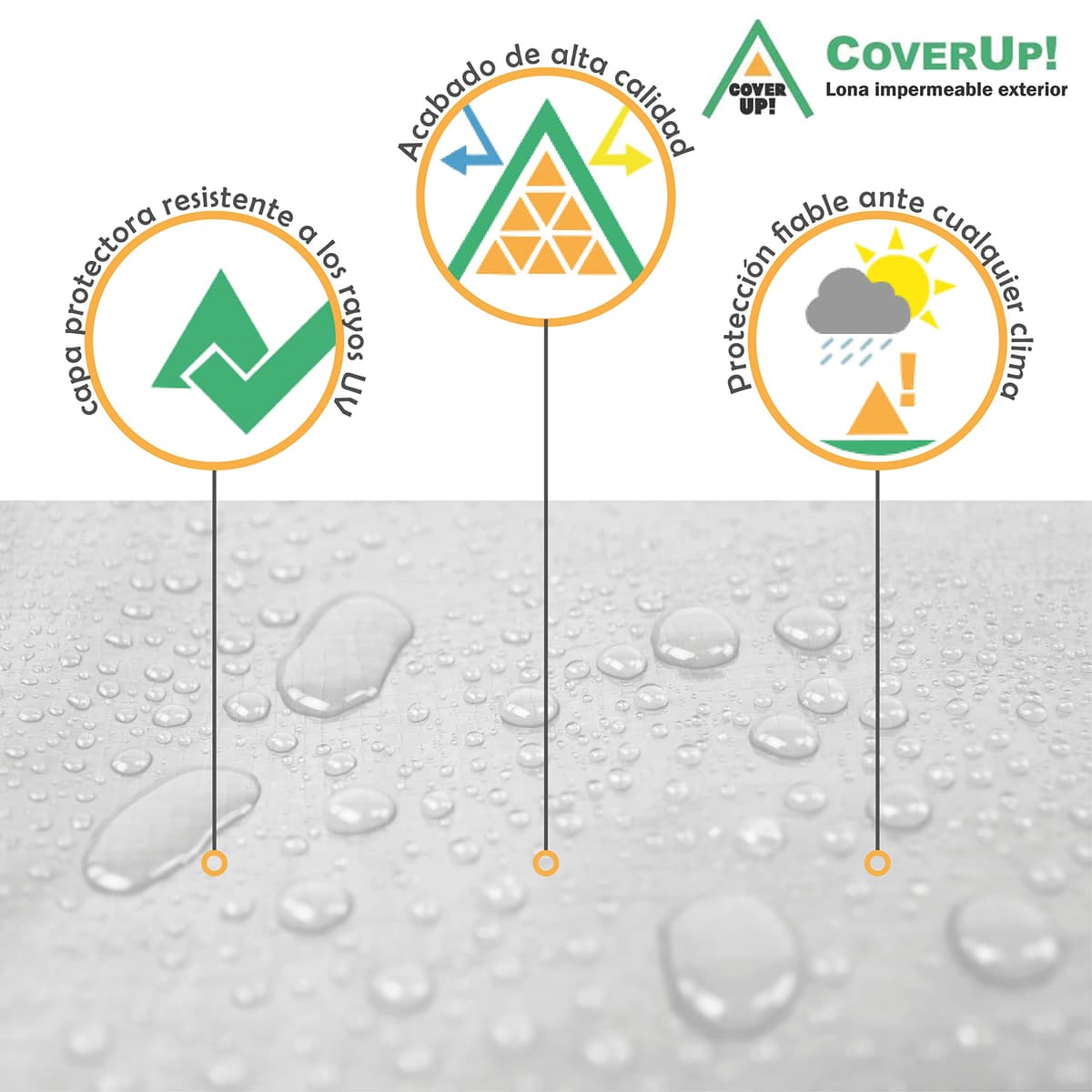 CoverUp! Lona Impermeable Blanco 2x3 m 200 g/m² con 10 Gomas de sujeción y Ojales Aluminio – Resistente UV y desgarros – Cobertura Exterior Premium — view 3