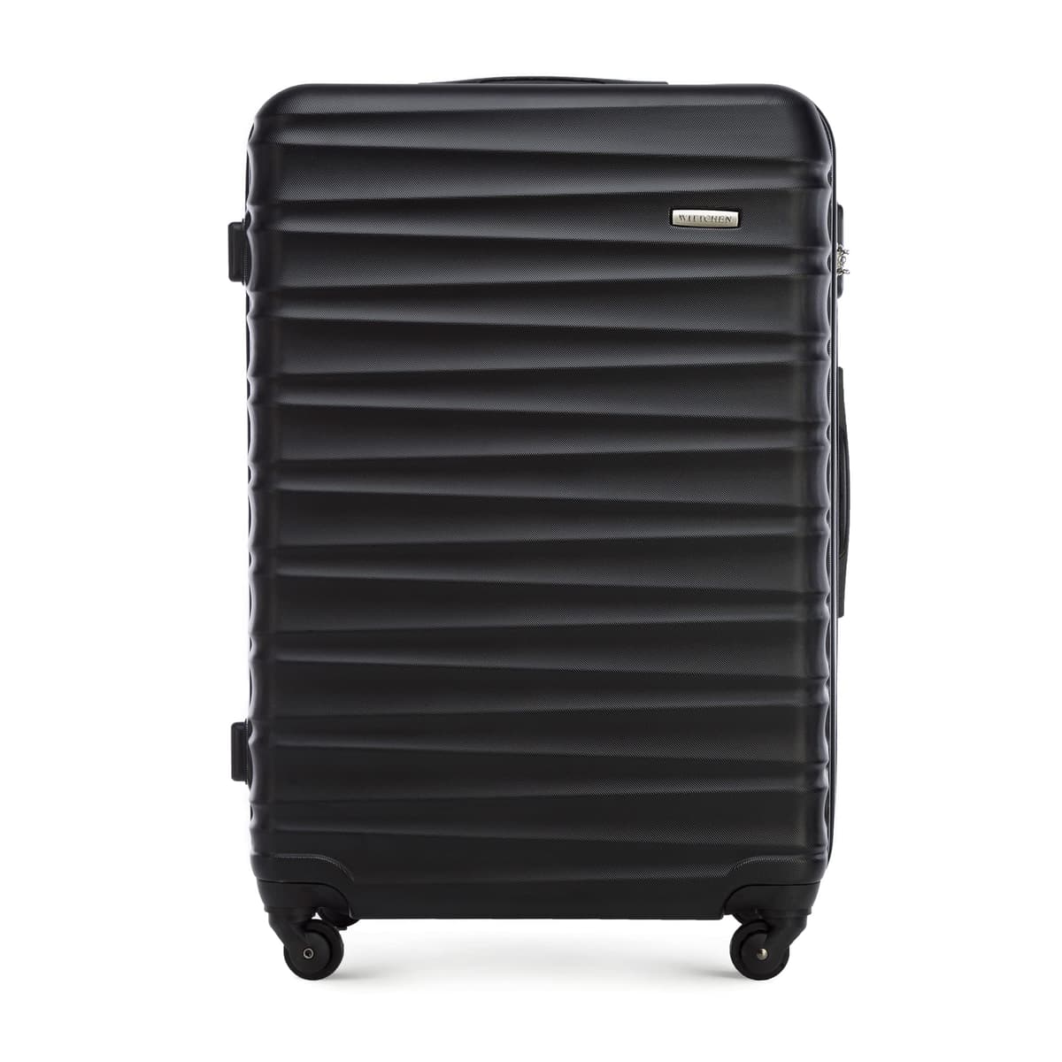 WITTCHEN Maleta Grande Trolley ABS rígido para facturación con 4 Ruedas giratorias Cerradura de combinación asa telescópica Groove Line Negro Ryanair/Vueling/Iberia/easyJet/Iberia Express — view 2