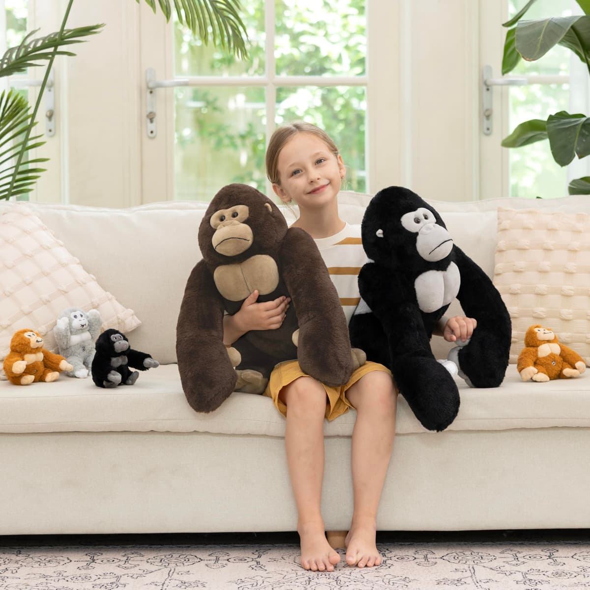 MorisMos Big Gorilla Soft Toy with Babies inside, Lifelike Large Giant Gorilla Monkey Teddy Stuffed Animal Plush Cuddly, Kawaii Presents for Kids Girls Boys Birthday Party Decorations (50 cm) — view 7