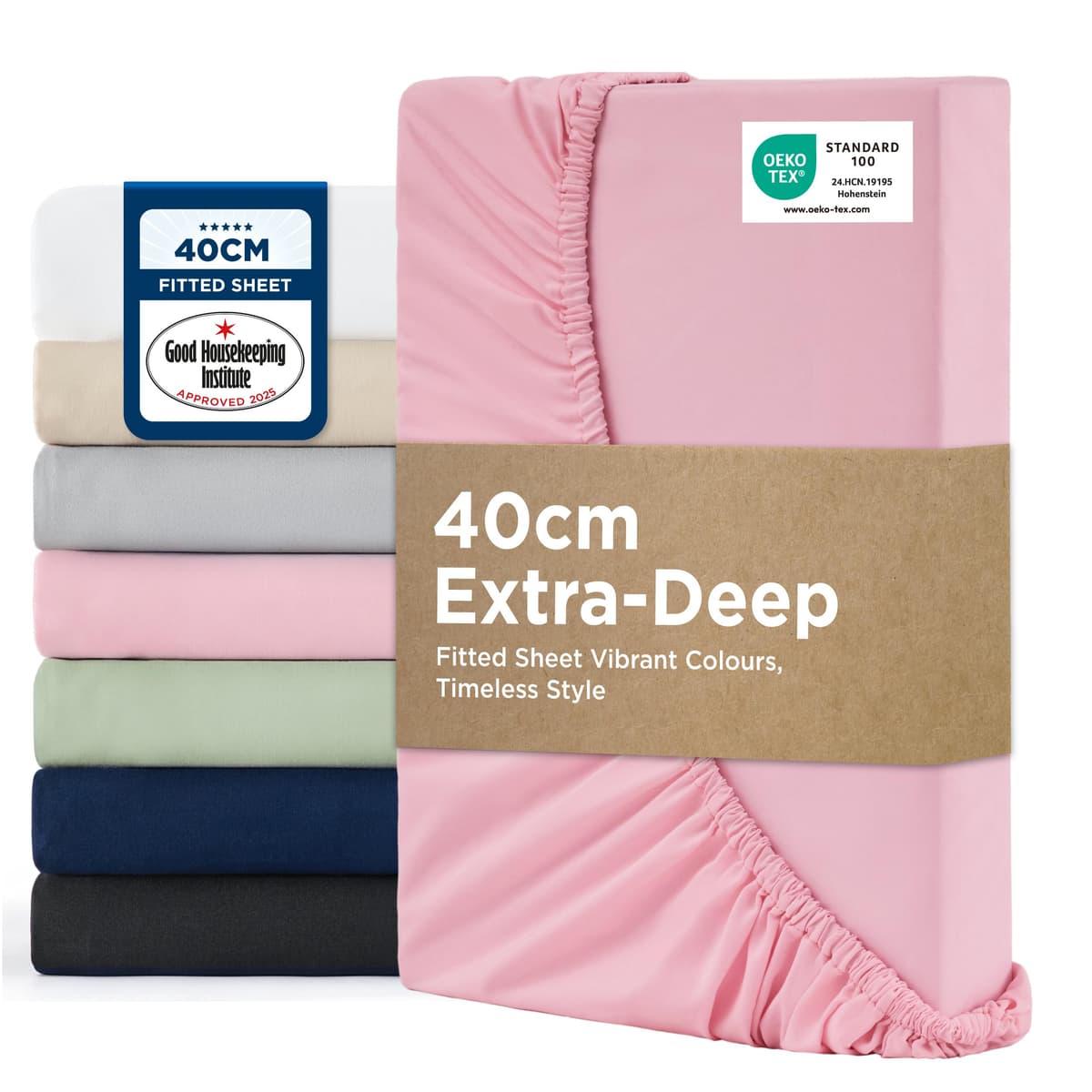 Bedsure Small Double Fitted Sheet - Bed Sheets Extra Deep Pocket 16 Inches (40 cm), Soft Brushed Polyester Microfiber Material for 3/4 Bed, Beige, 122x190cm — view 13