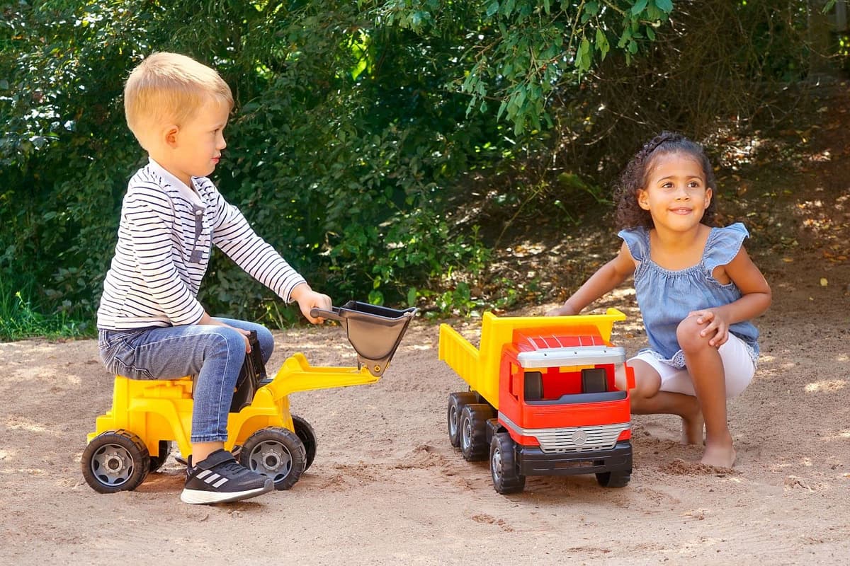 Lena - Mercedes Benz Actros Volquete Juguete por 3+ Años Niños, Amarillo/Roja — view 2
