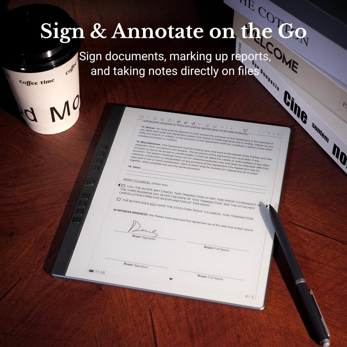 Penstar eNote 2 – The Whitest Paper Tablet | 10.3” 300 PPI Pen-Only Screen E-Ink Writing Tablet, Digital Notebook Includes Folio Cover & Two B5 Pens — view 4