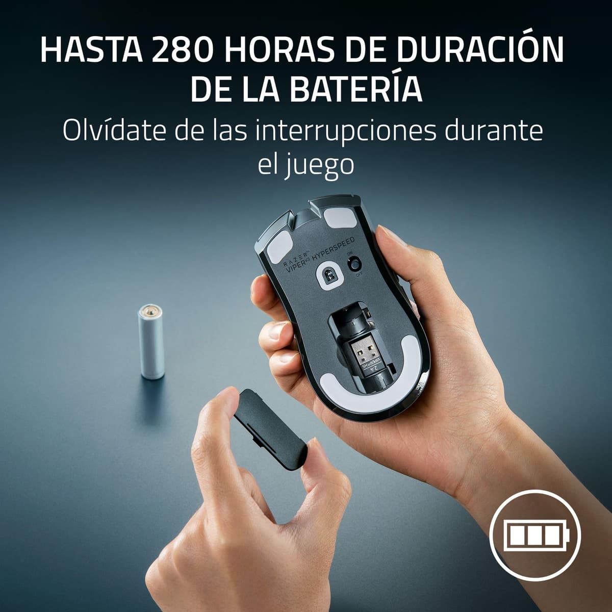 Razer Viper V3 HyperSpeed - Ratón inalámbrico para esports (Sensor óptico Focus Pro 30K, Hasta 280 horas de duración batería, Interruptores mecánicos de ratón Gen-2, Verdadero sondeo de 4000 Hz) Negro — view 4