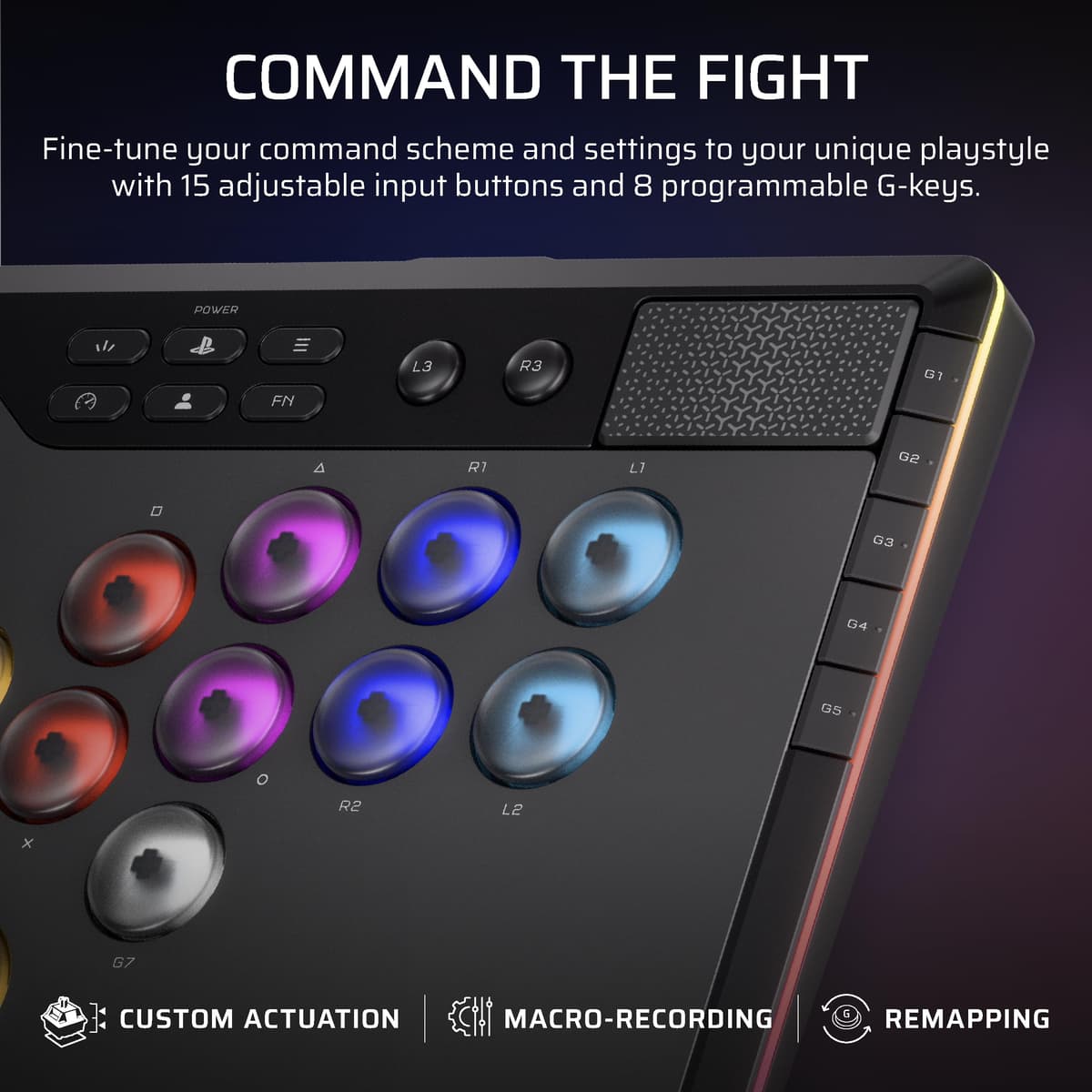 Corsair NOVABLADE PRO Wireless Hall Effect Leverless Controller – 15-Main Key Layout, 1000Hz Polling, 2.4GHz Wireless, SOCD, MGX Hyperdrive Hall Effect Magnetic Switches – PS5, PS4, PC – Black — view 6