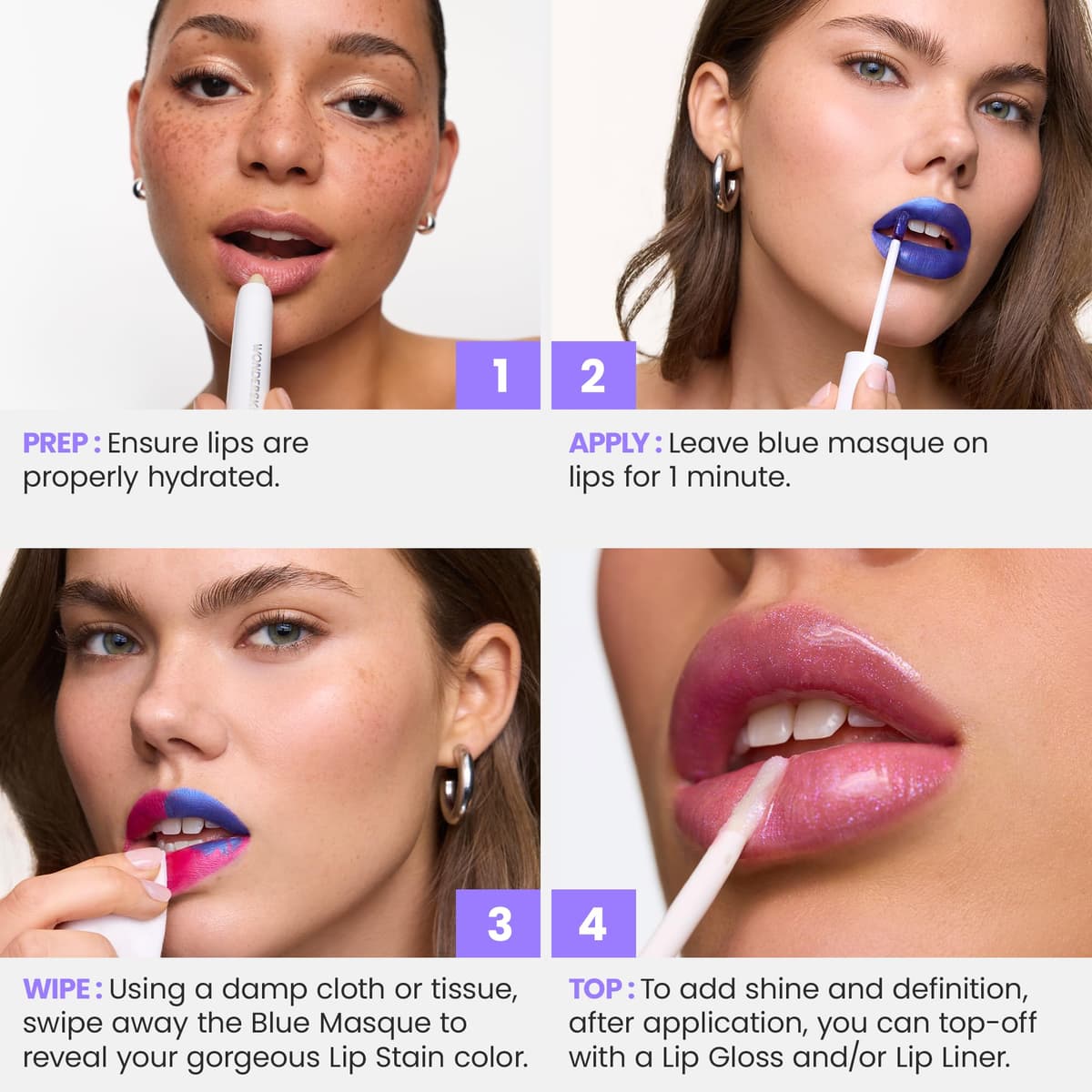 Wonderskin Wonder Blading All Day Lip Stain Peel Off Masque - Long Lasting, Waterproof and Transfer Proof Nude Lip Tint, Matte Finish Peel Off Makeup (Whimsical Masque) — view 3