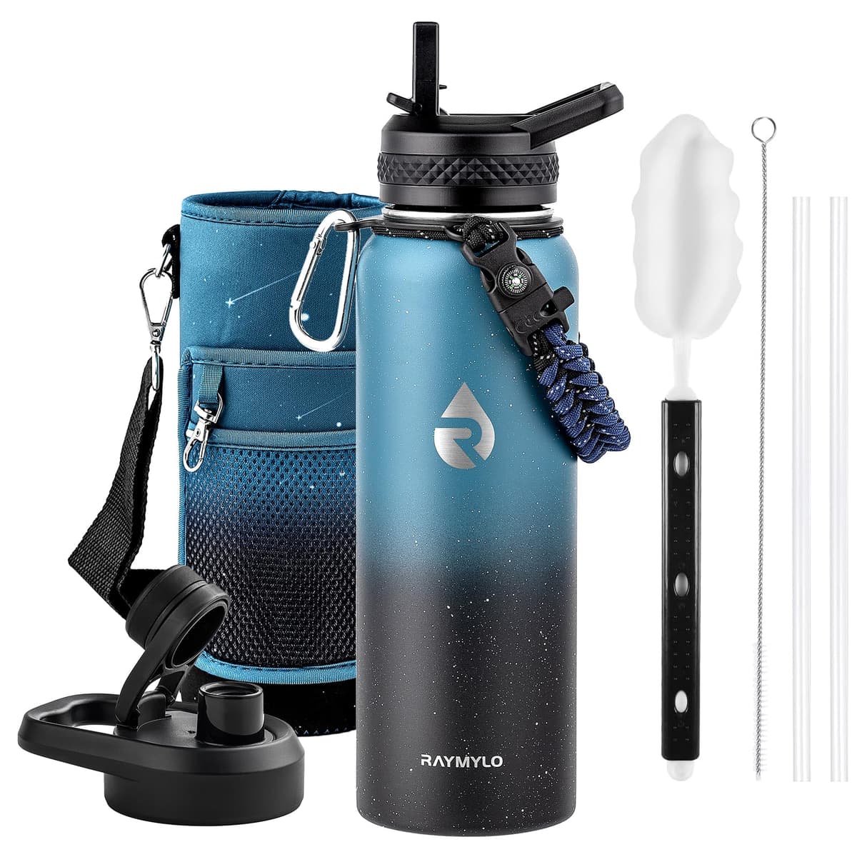 RAYMYLO One Gallon Water Bottle Insulated, Triple Walled Vacuum Stainless Steel (Cold for 48 Hrs), Leak Proof & Non-BPA, Large Water Flask Jug with Paracord Handle & Straw Spout Lids — view 75