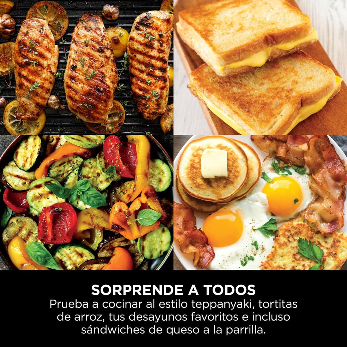 Ninja Sizzle Parrilla y plancha de interior eléctrica, dos placas intercambiables antiadherentes aptas para lavavajillla, bandeja para grasa, control de temperatura y guía de recetas, en gris, GR101EU — view 5