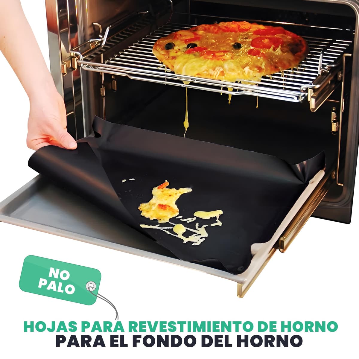 Hoja de Revestimiento de Horno (Paquete de 3) - Protectores de Horno Resistentes antiadherentes Reutilizables Grandes de 50x40 cm para la Parte Inferior de los hornos — view 2