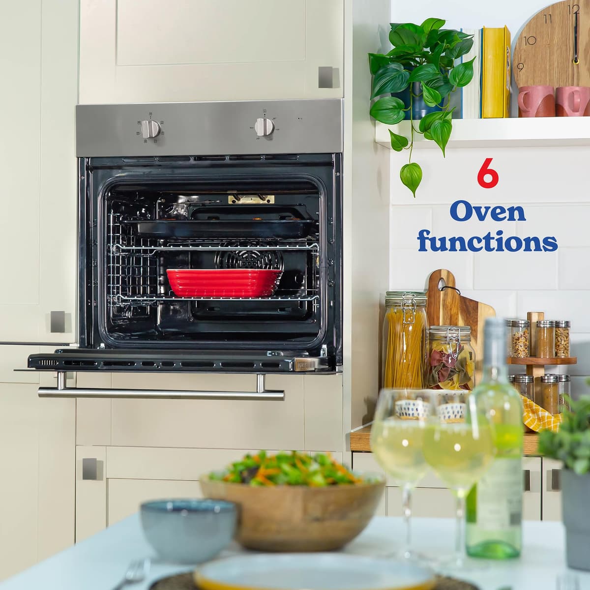 Russell Hobbs 70L, 60cm Wide, Single Electric Built-in Fan Oven and Grill in Stainless Steel, 6 Oven Functions, RHFEO7004SS — view 4