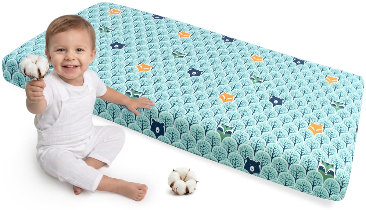 Medi Partners Sabana Bajera Cuna 60x120 Set de 3-100% Algodon Sabanas de Algodón Bebe Ropa de Cama para Bebés Dormir Cuna Fitted Bed Sheet Protector (Safari-Blanco-Gris) — view 29