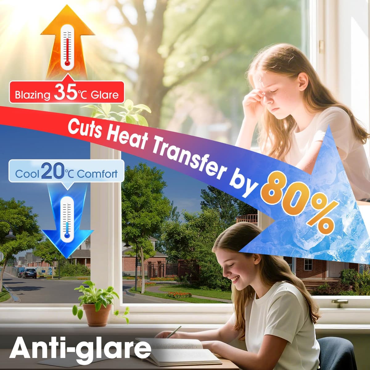 Lifetree Reflective One Way Window Film Privacy: Mirror Window Tint Film Heat Control Sun Blocker, UV Anti Glare Film Clear Day and Night for Home Office (Silver, 44.5 * 200cm) — view 4