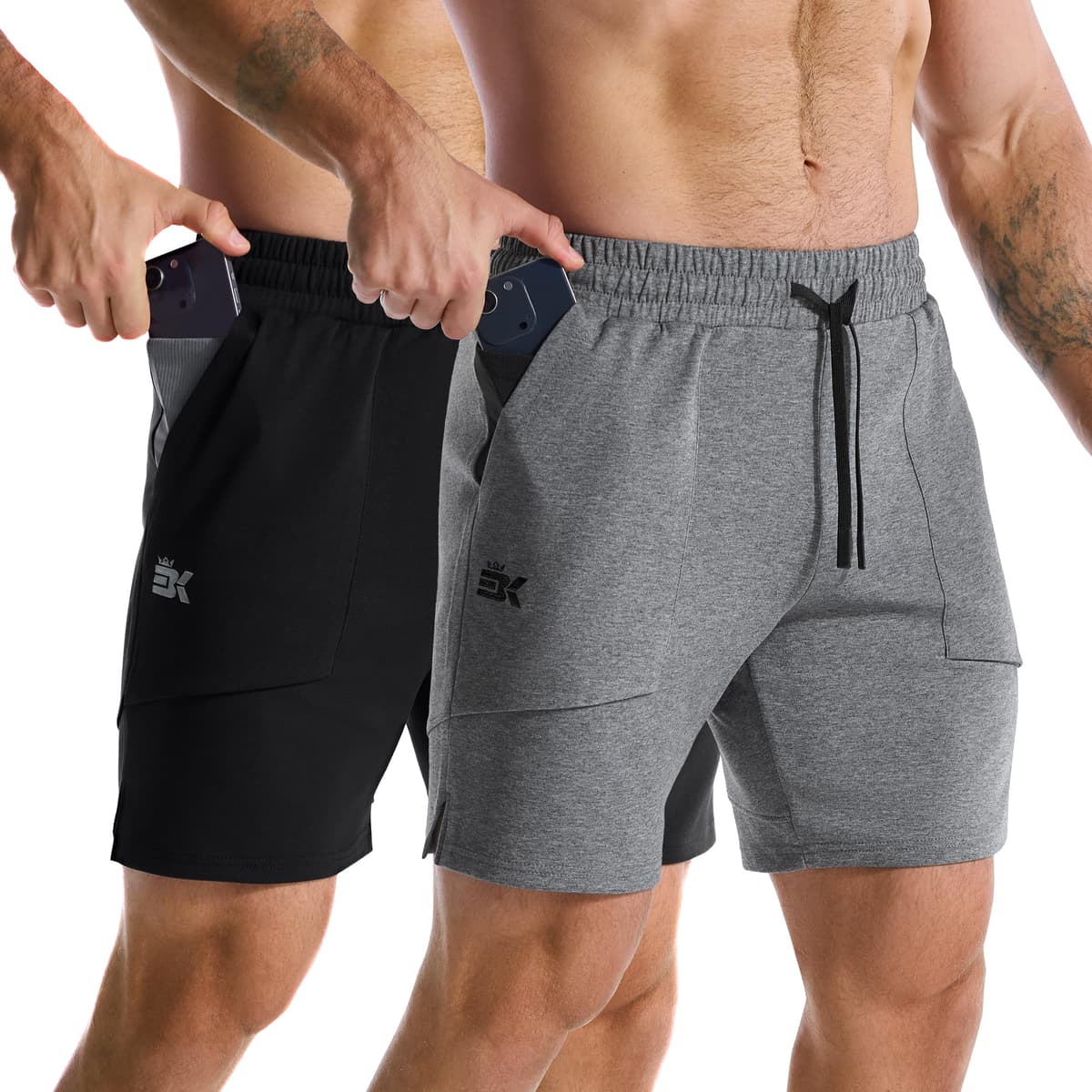 ZENWILL FlotaBols Pantalones Cortos Deporte Cremallera Hombre Pantalón Corto Gym Transpirable,Shorts Elástica Algodón Running — view 9