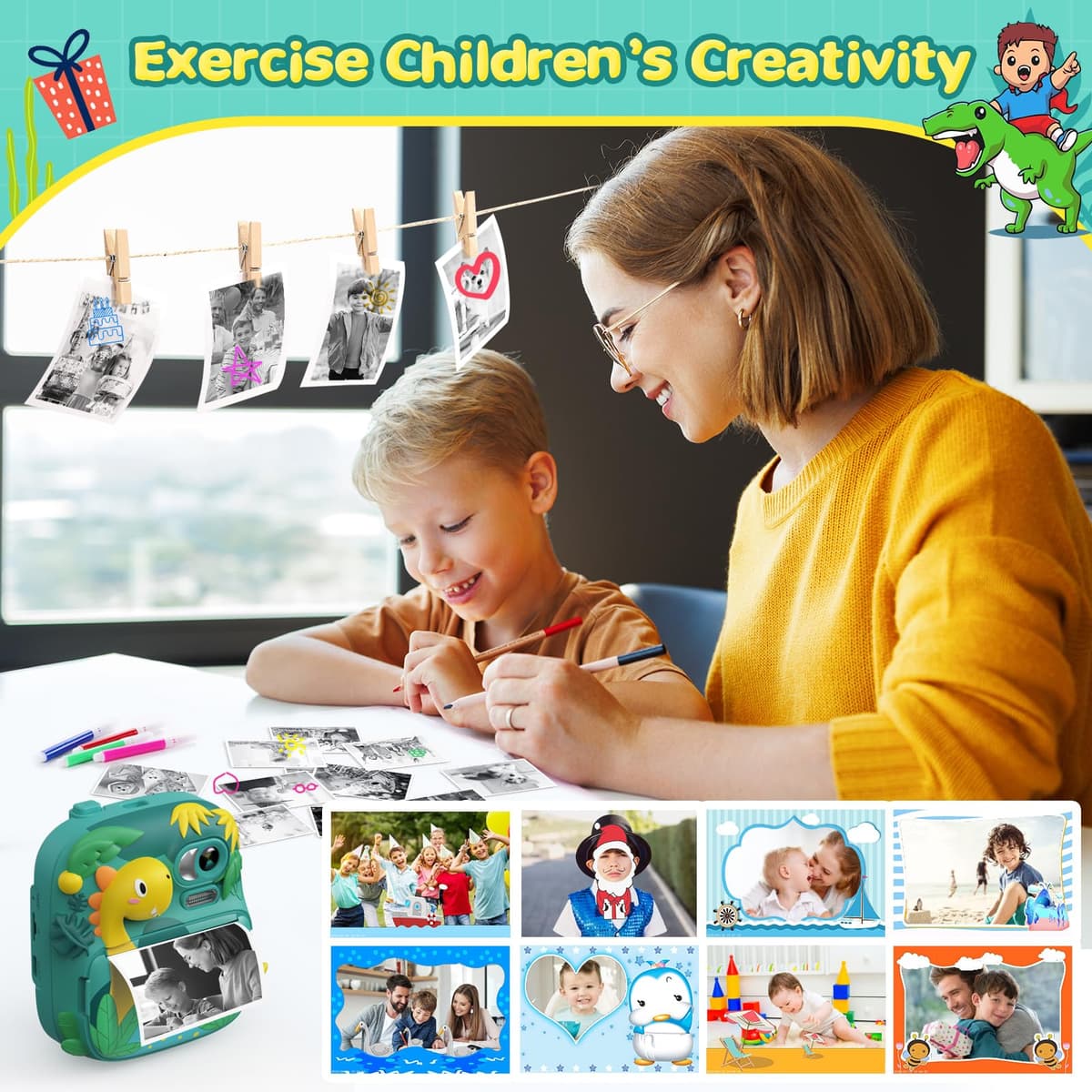 Camara Fotos Infantil Instantanea, CAMCLID 2,4 Pulgada Cámara Instantánea para Niños con Tarjeta de 32GB, Regalo para Niños de 3 a 12 Años(Verde) — view 5