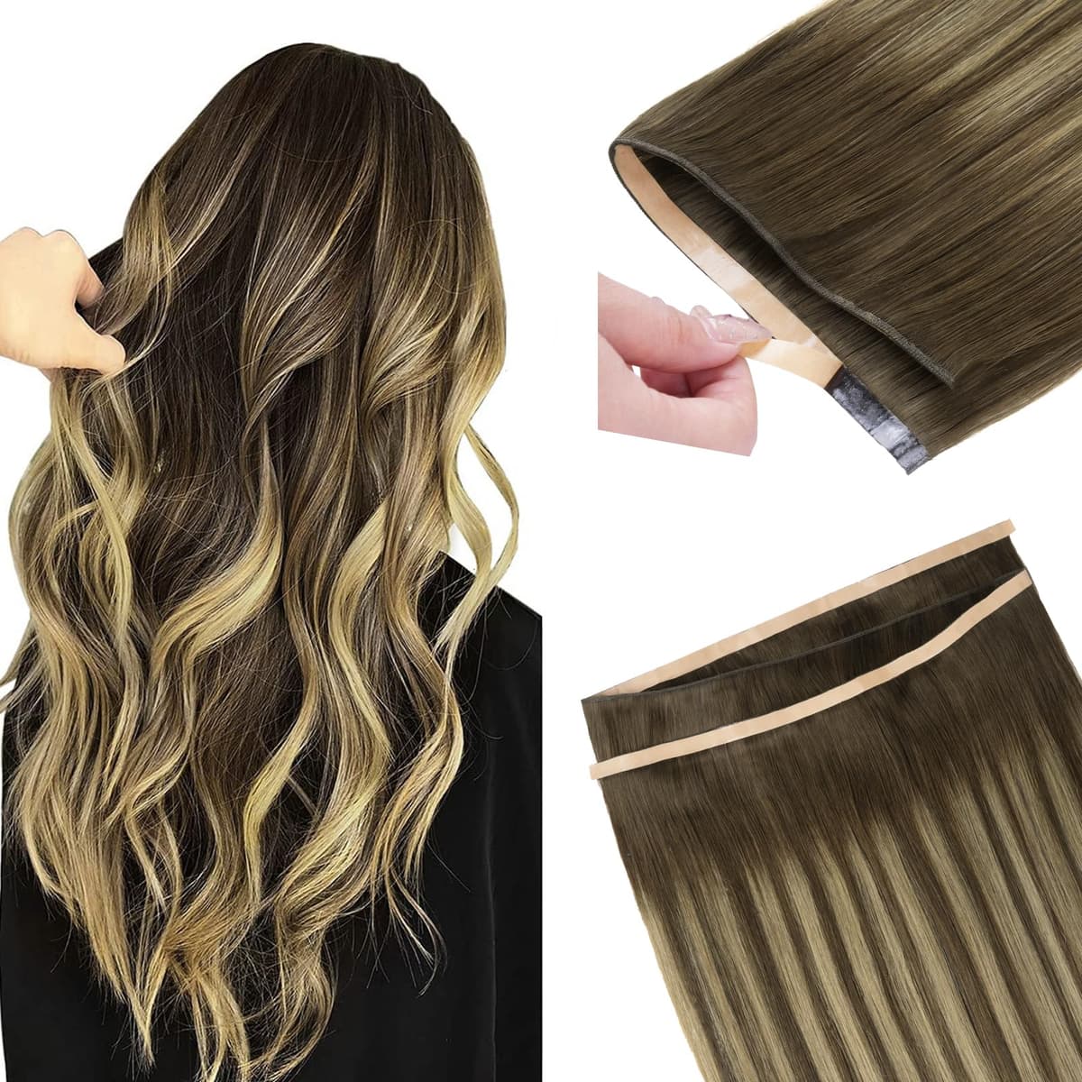 DOORES Tape in Hair Extensions Human Hair, Balayage Dark Brown to Chestnut Brown 50g 20pcs 18 Inch, Human Hair Extensions Natural Remy Straight Skin Weft — view 76