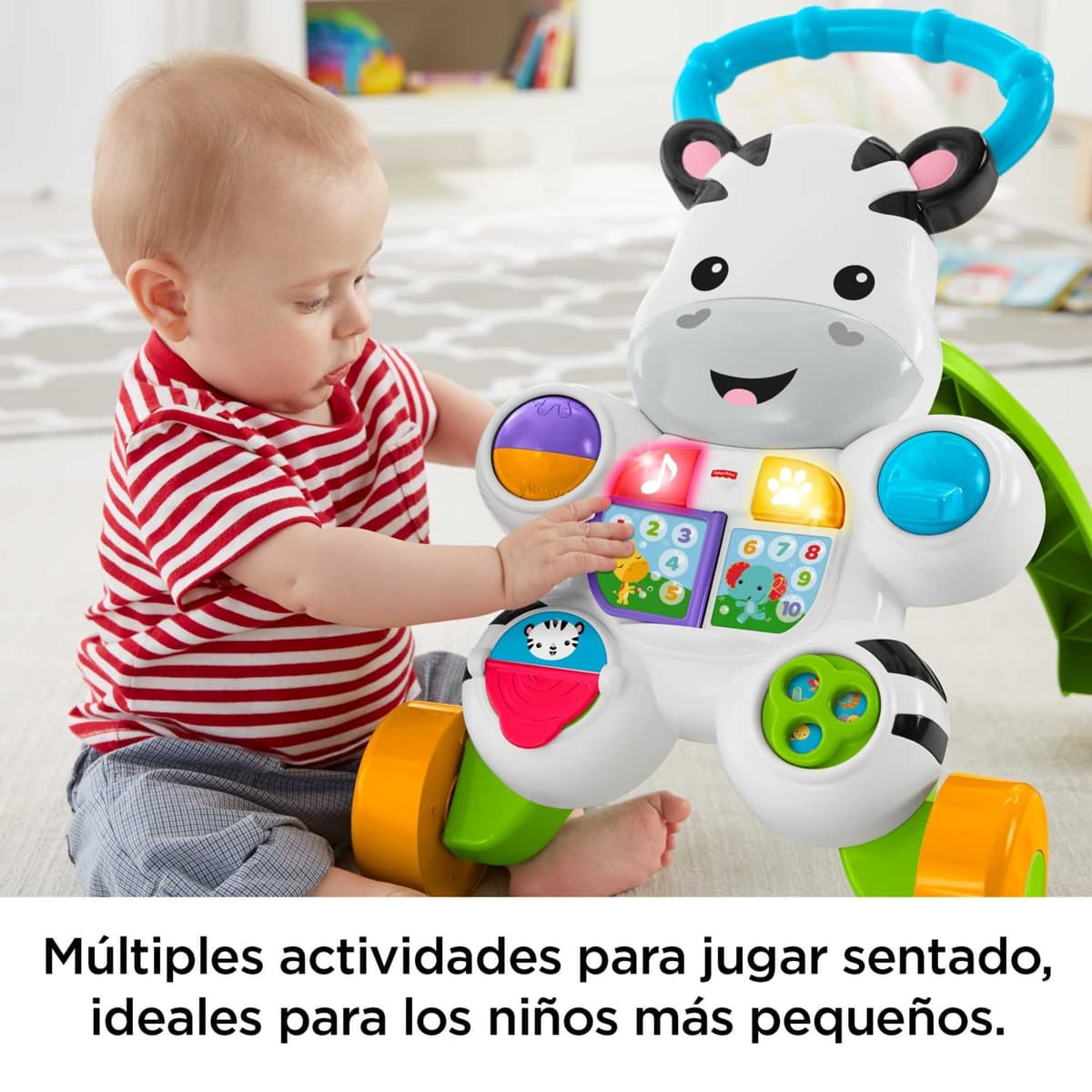Fisher-Price Cebra parlanchina primeros pasos, andador correpasillos bebé +6 meses, versión español, embalaje reducido GXC34 — view 4