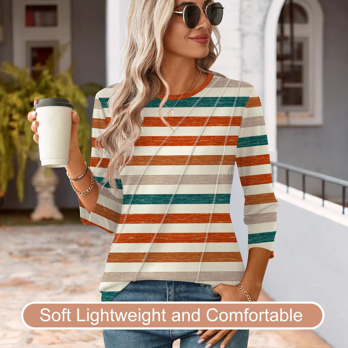 Kistore 3/4 Length Sleeve Shirts for Womens Pleated Summer Tops 2025 Fasion Trendy Spring Blouses — view 2