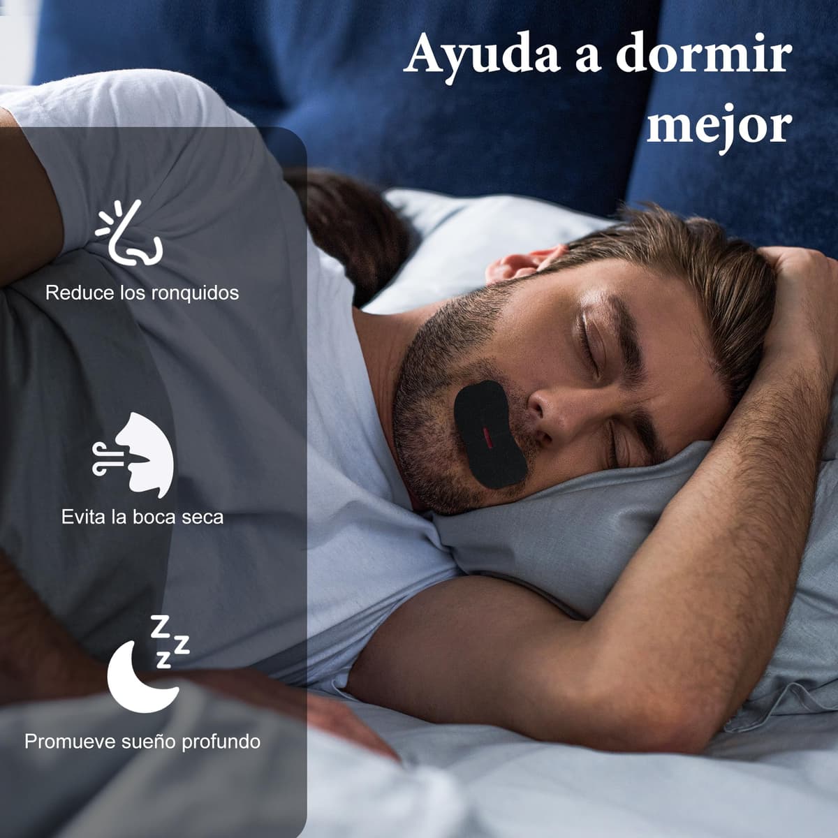 Cinta Bucal para Dormir 100 Piezas, Anti Ronquidos Tiras Bucales Antirronquidos, Mouth Tape for Sleeping, Desarrolla el Hábito de la Respiración Nasal — view 2
