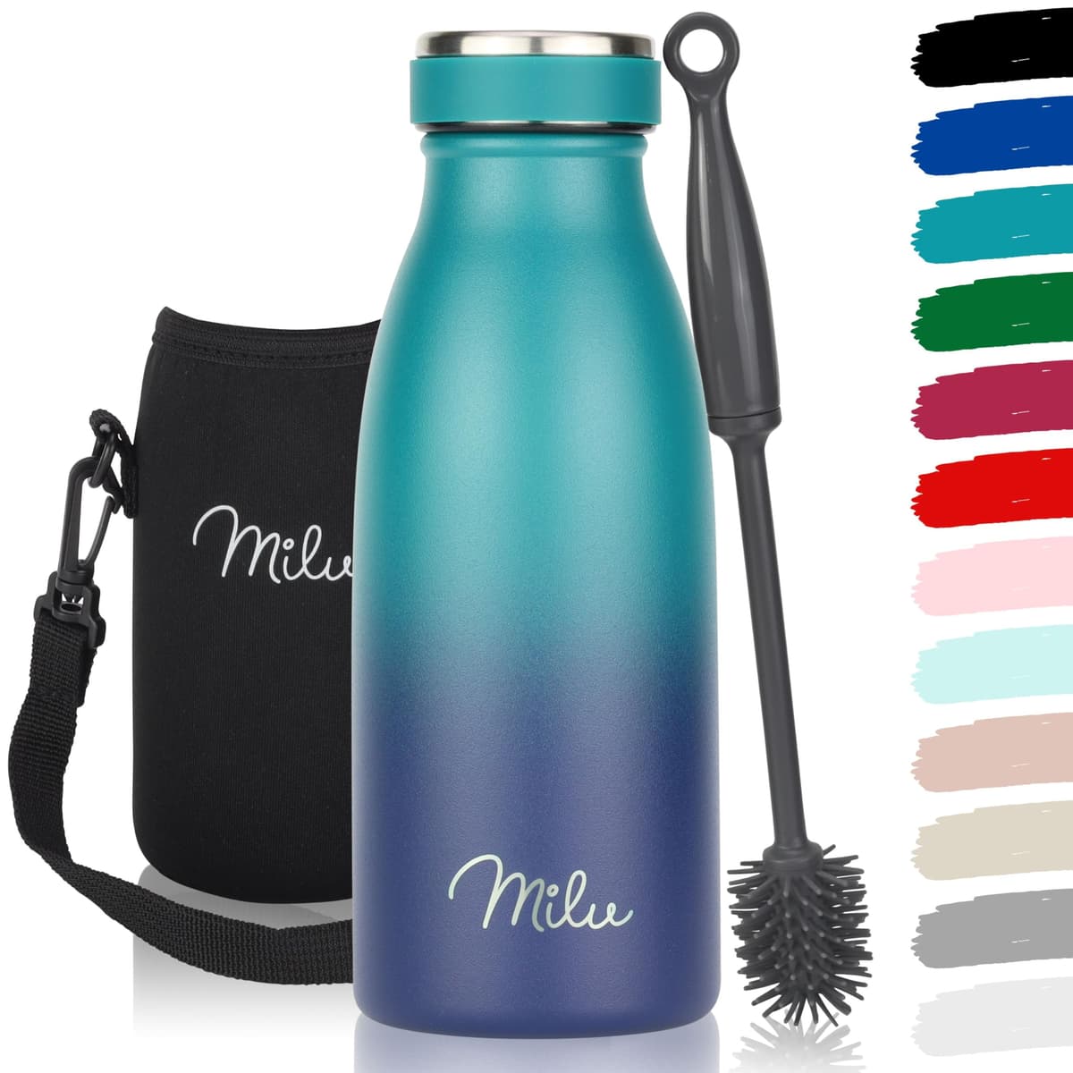 Milu Stainless Steel Drinking Bottle 1500 ml - Insulated Thermo Flask for Water - Leak Proof, Insulated and Double Walled, Carbonated (Granite Navy Blue, 1,5L) — view 16