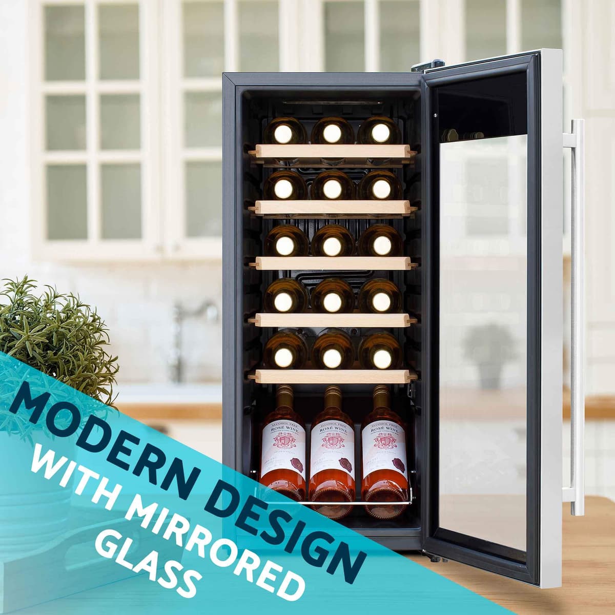 Dellonda Baridi 18 Bottle Wine Cooler Fridge with Digital Touch Screen Controls & LED Light, Stainless Steel - DH29 — view 5