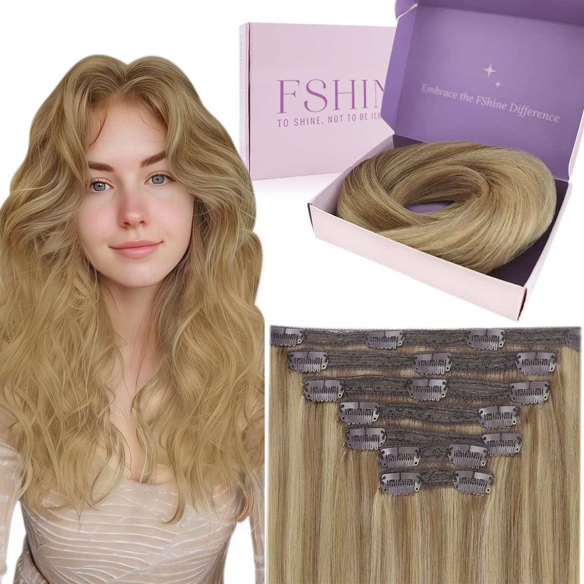 Fshine Clip in Hair Extensions Human Hair Copper Hair Extensions 18 Inch 120 g 7 pcs Color 330 Natural Straight Hair Extensions for Women Real Human Hair — view 64