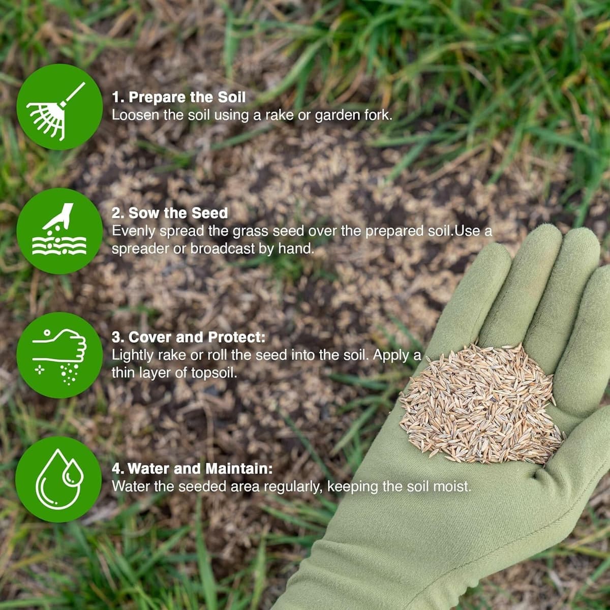 GroundMaster Premium Lawn Grass Seed – 5KG Hard Wearing & Fast Germination Grass Seeds for Family Lawns and Gardens, Coverage up to 300M2 for Overseeding, Tough Lawn Seed Mixture, Pet-Friendly — view 3