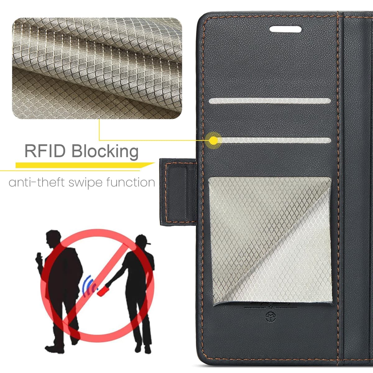Funda para Xiaomi Poco F7 Pro, Funda de Cierre Magnético, Cartera de Cuero PU con [Bloqueo RFID], Soporte, Ranura para Tarjetas, Carcasa de Libro, Case para Xiaomi Poco F7 Pro, Negro — view 2