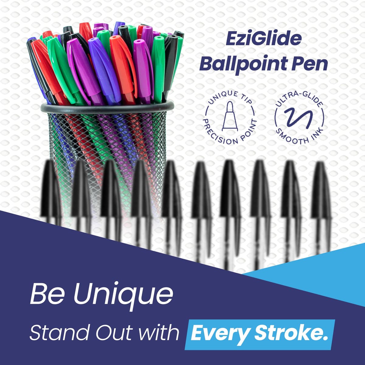 Eziglide 10-Pack Ballpoint Purple Pen Set - Medium Point 1.0mm for Effortless Writing & Comfortable Grip - Ball Point Pens Ideal for School, Exams, Home or Work Stationery Supplies — view 6