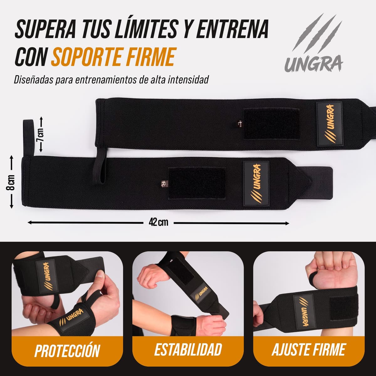 Kit Muñequeras Gym y Calleras de Cuero con Estuche Impermeable UNGRA – Wrist Wraps y Grips Antideslizantes para Crossfit, Calistenia y Pesas, Protector de Manos y Muñecas Unisex Talla Única — view 2