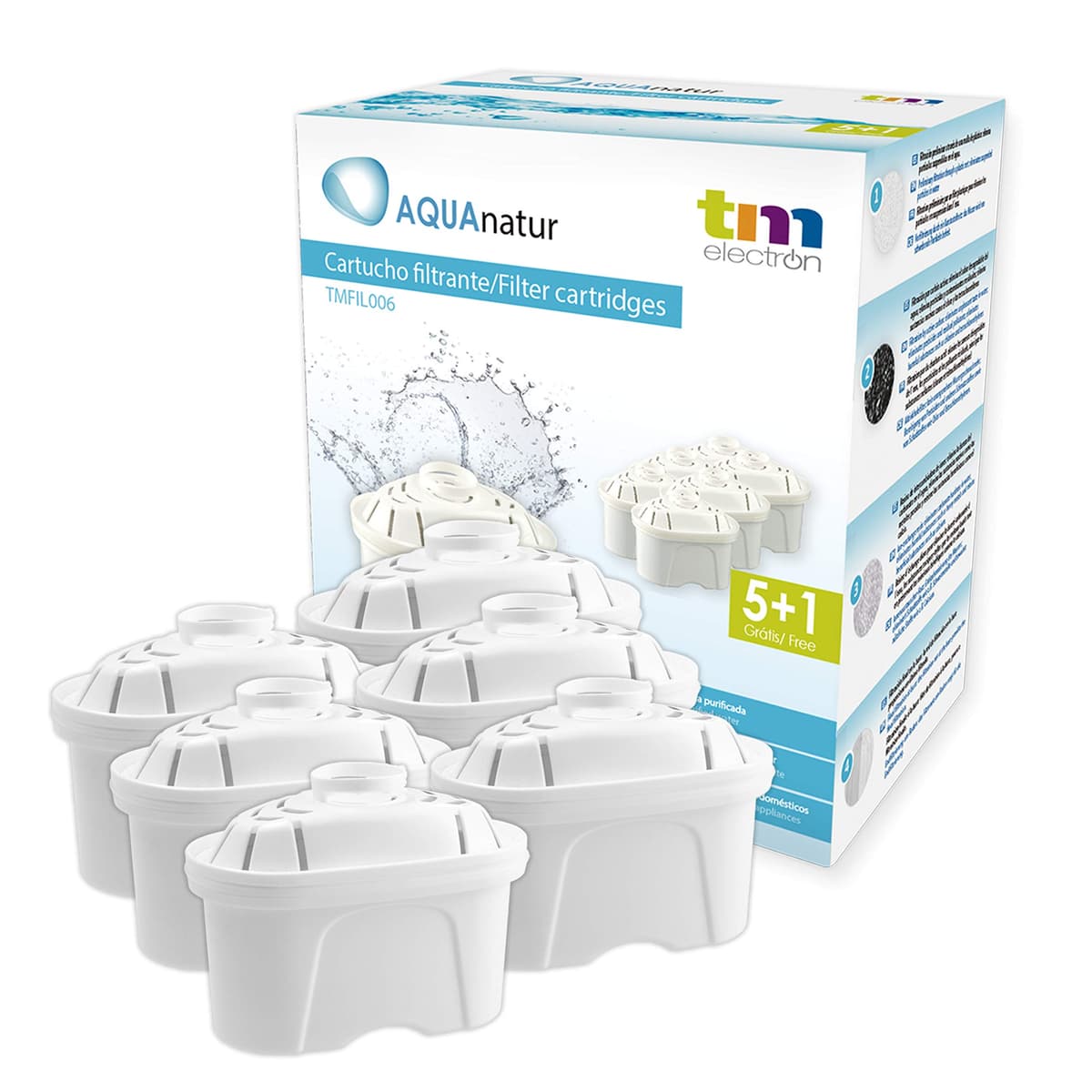 TM Electron Tmfil006 Pack de 6 a 12 Meses compatibles con Las jarras brita maxtra, 1 Cartucho de Filtro purifica de 100 a 200 litros de Agua, Plastic, 6 Unidades