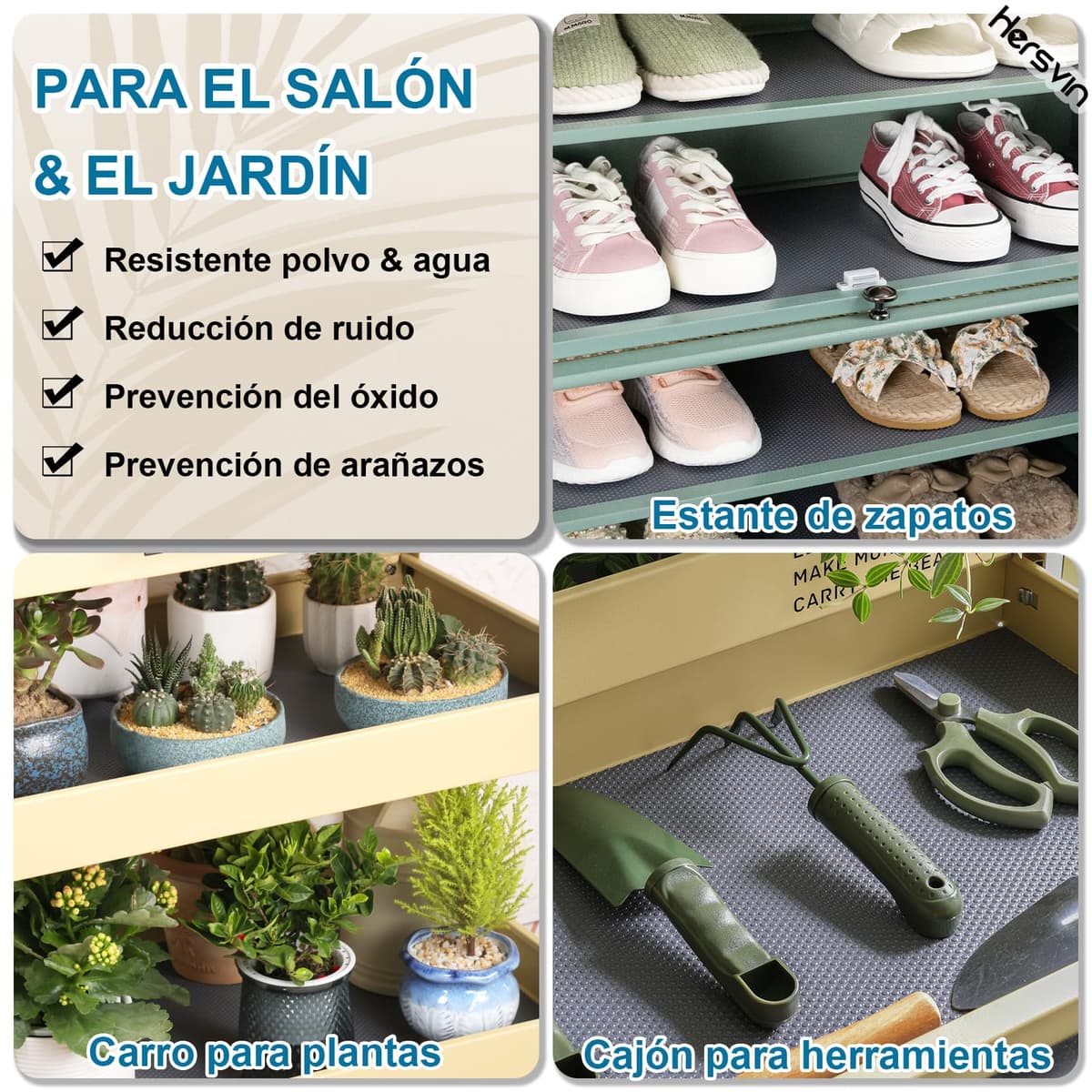 Hersvin 45cmx500cm Plastico Protector para Cocina Cajones, Alfombras Non Adhesivo para Nevera Mueble Fregadero Estante Organizador Cubiertos EVA Cubre Encimera(Gris Oscuro/Punto) — view 8
