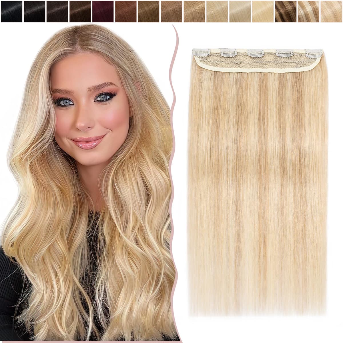 12 inch Clip in Hair Extension Human Hair One Piece 100% Real Remy [#2 Dark Brown] 3/4 Full Head Straight Hair Pieces for Women Invisible Short (40g) — view 47