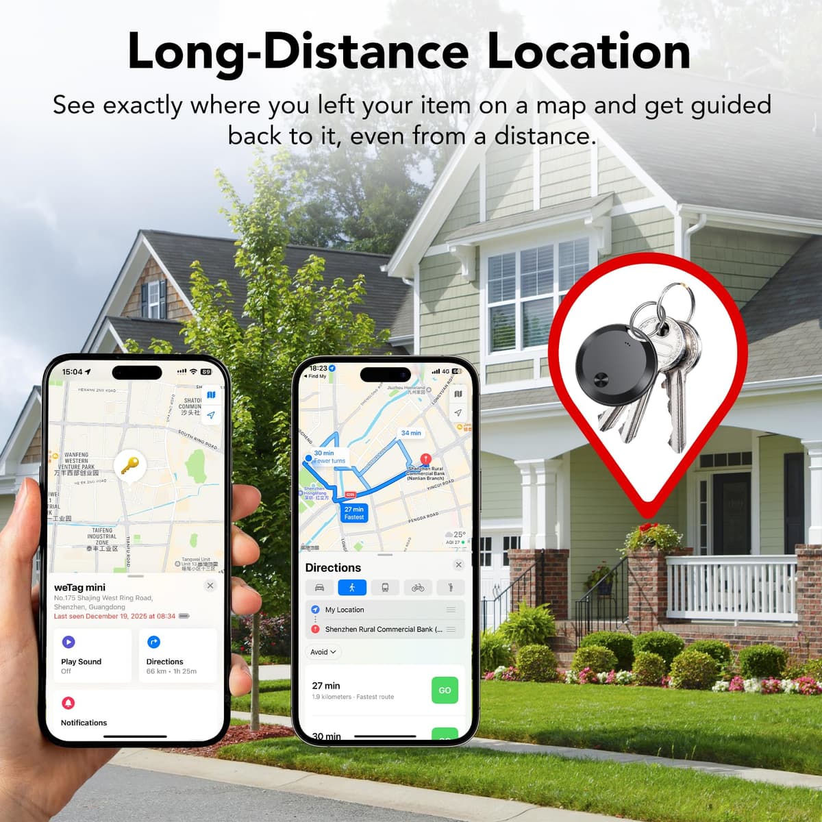 Air Tracker Tags-4 Pack: Smart Bluetooth Tracker, Item Finder Works with Apple Find My (iOS Only) App, Trakcer Tag Locator for Keys, Luggage, Satchel, Backpack etc. (Not for Android Devices) — view 4