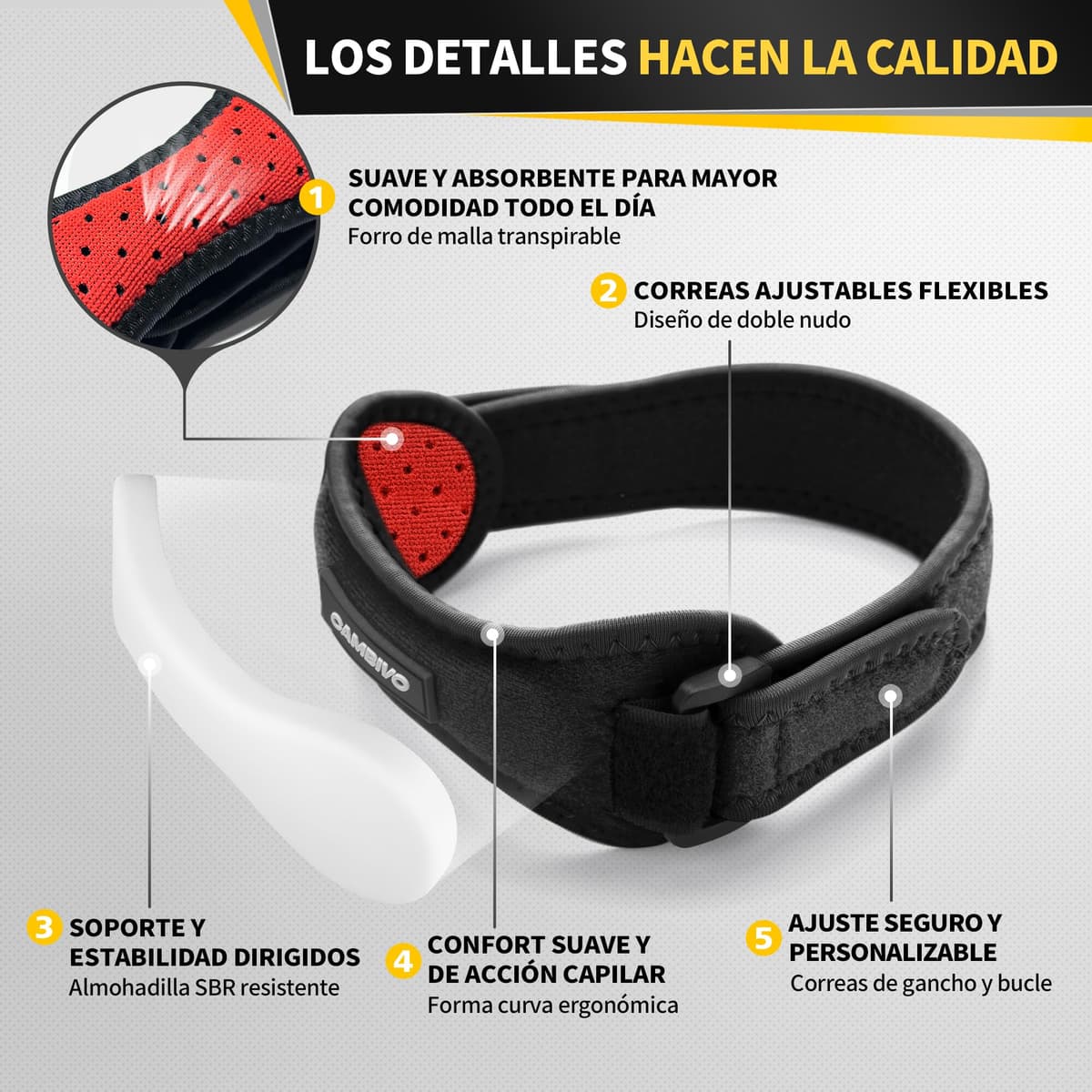 CAMBIVO Rodillera Adjustable x2, Cinta Rotuliana, Rodilleras Menisco y Ligamento con Correa para Tendón Rotuliano, Correr, Saltar, Gym, Alivio de la Tendinitis, Estabilización de la Articulación — view 3